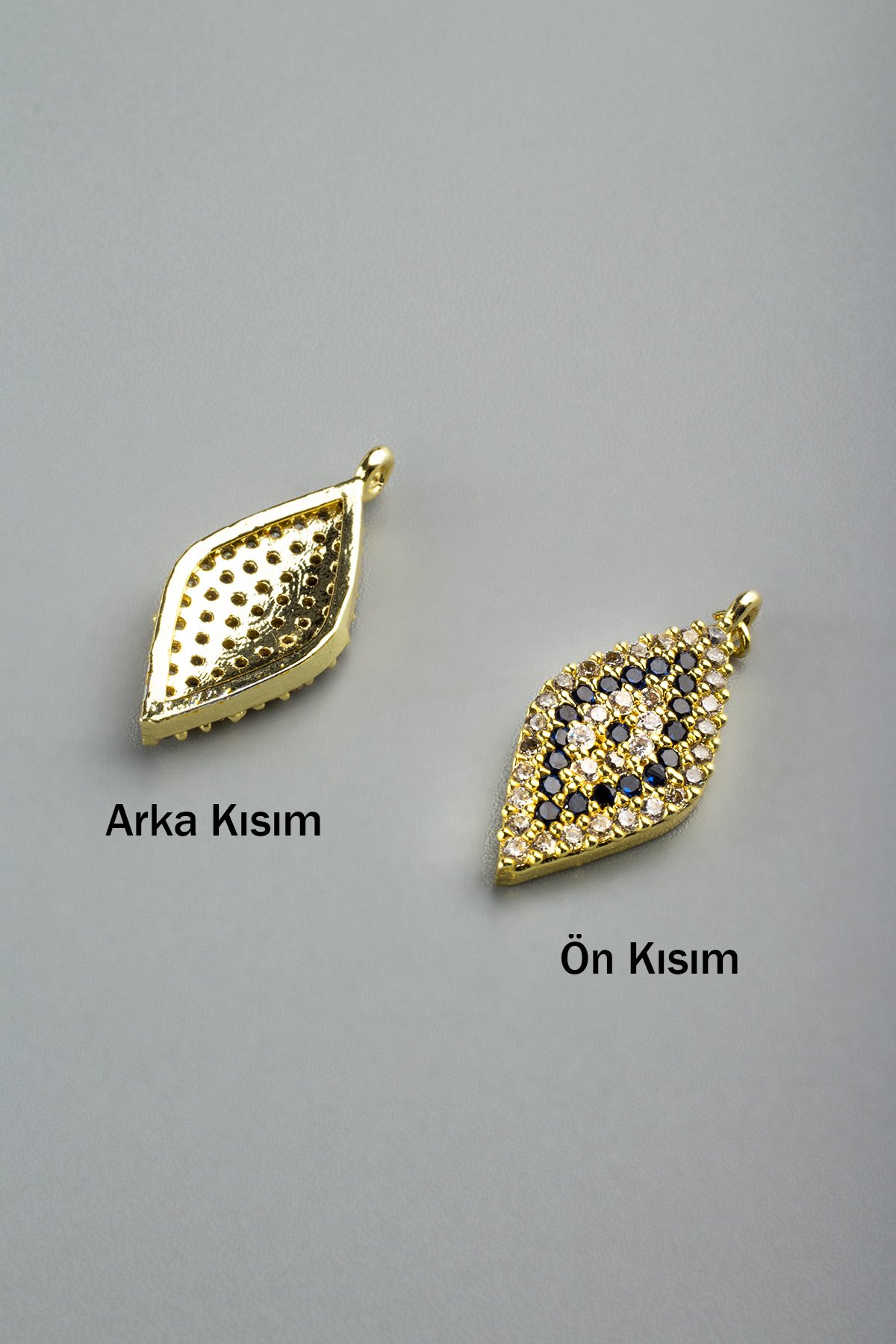 Zirkon Laci Gold Baklava Kesim Göz 25mm Takı Aparatı