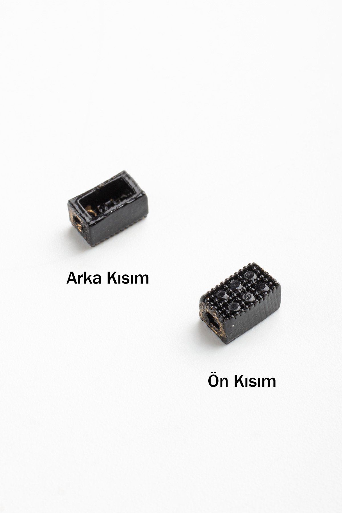 Zirkon Siyah Dikdörtgen Tek Delik 3x5mm Takı Aparatı