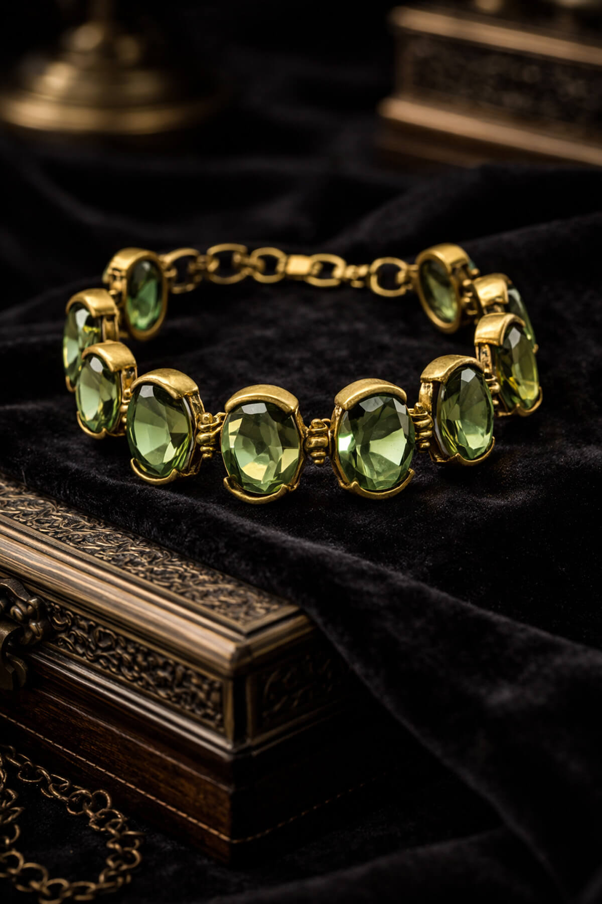 Zultanit Doğal Taş 10 Taşlı Bronz  Bileklik