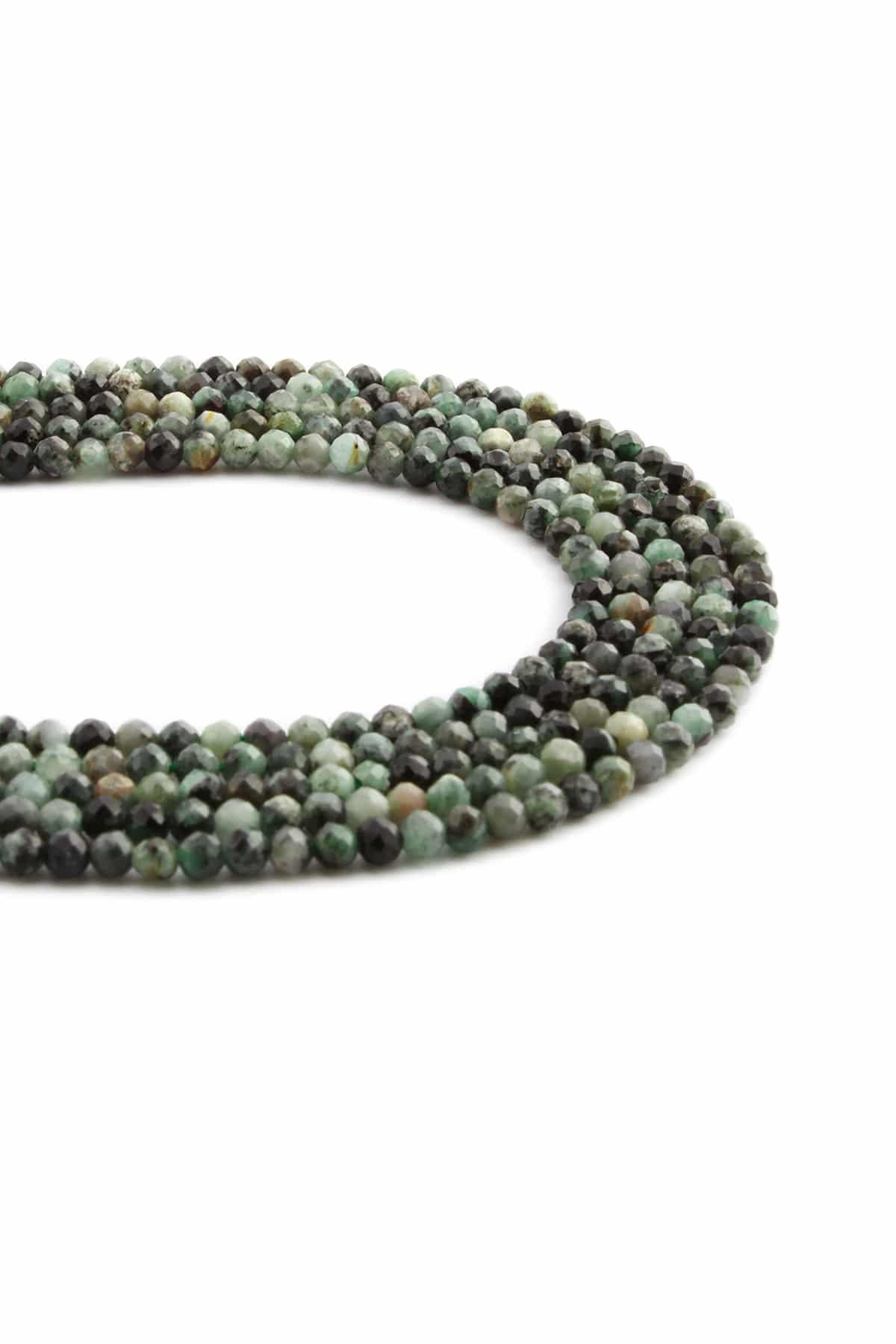 Zümrüt Doğal Taş Parlak Karışık Küre Kristal Kesim 3mm Dizi