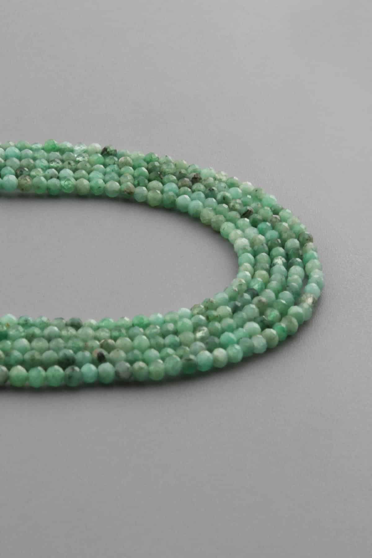 Zümrüt Doğal Taş Parlak Küre Kristal Kesim 2mm Dizi