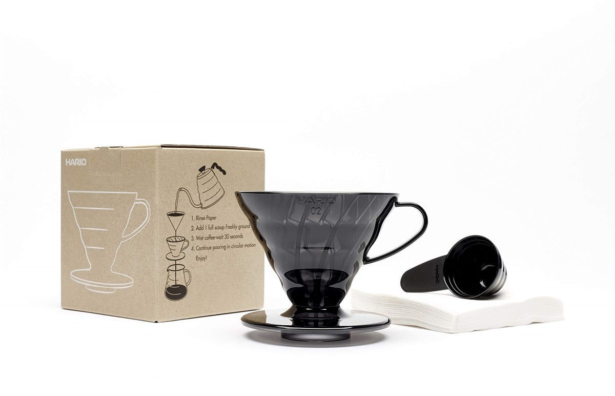 HARIO V60 02 Siyah Şeffaf Dripper Set
