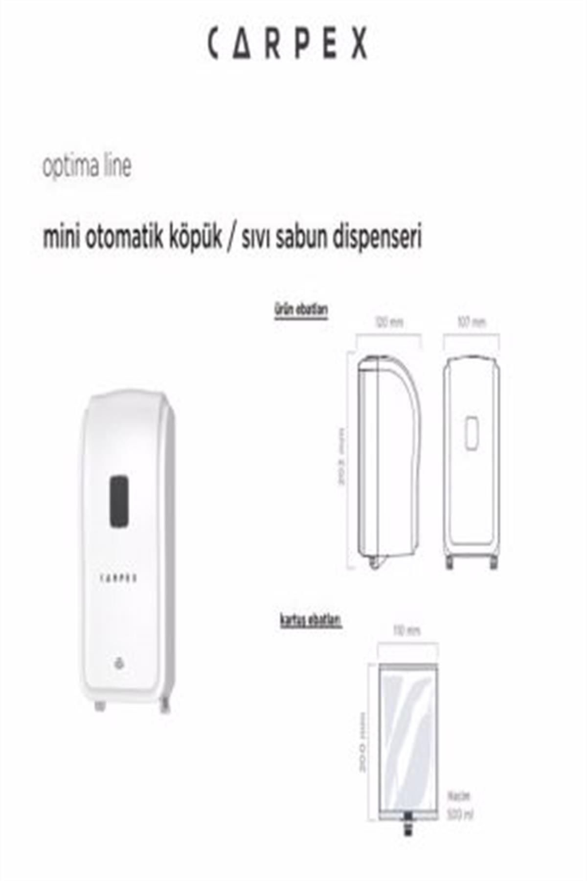 Optima Beyaz Sensörlü&Fotoseli Mini Üstten Doldurmalı Pilli 500 ML Sıvı Sabun  Dispenser Aparatı