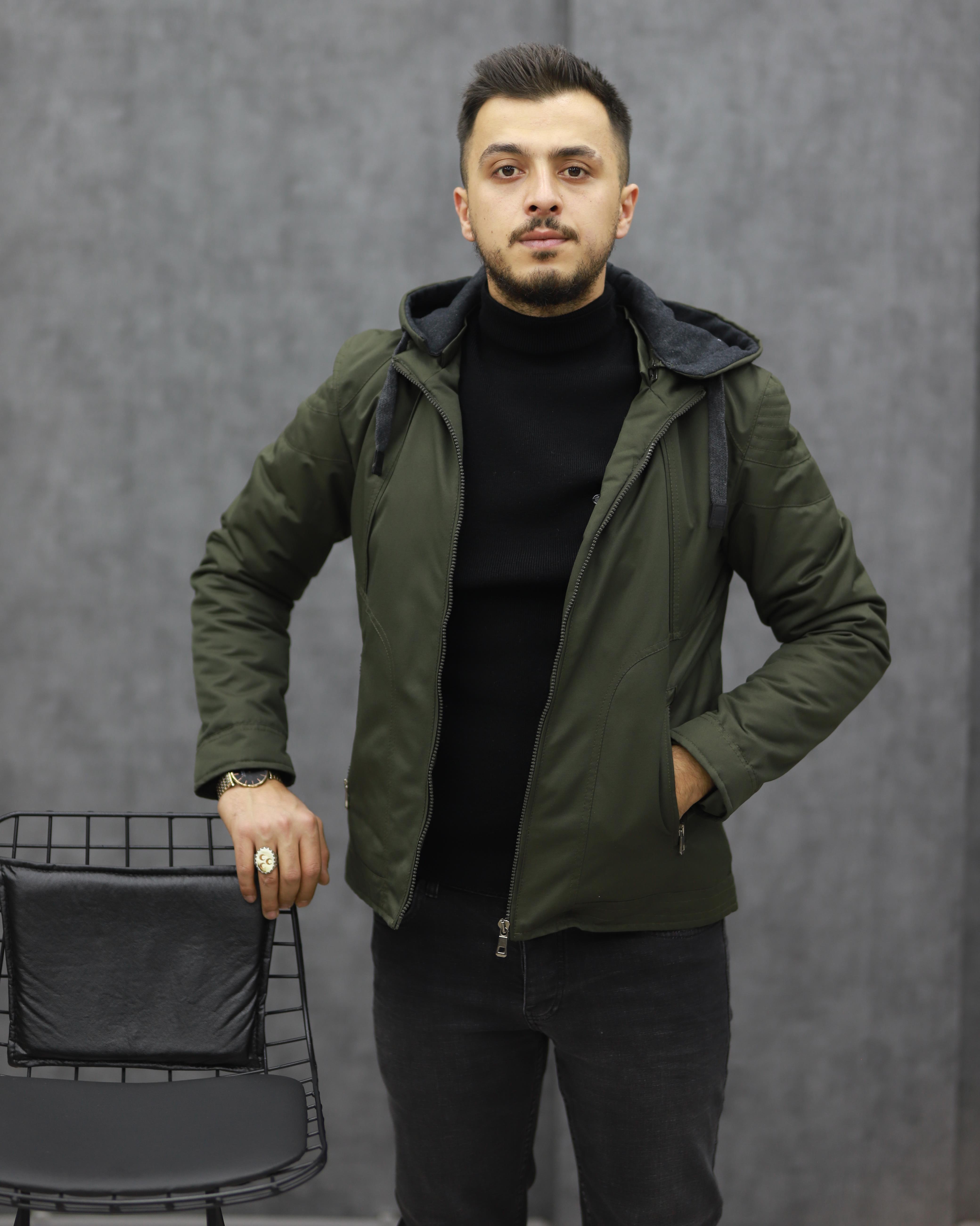 BİGAZZİ 95328 KAPŞONLU KIŞLIK MONT(YEŞİL)