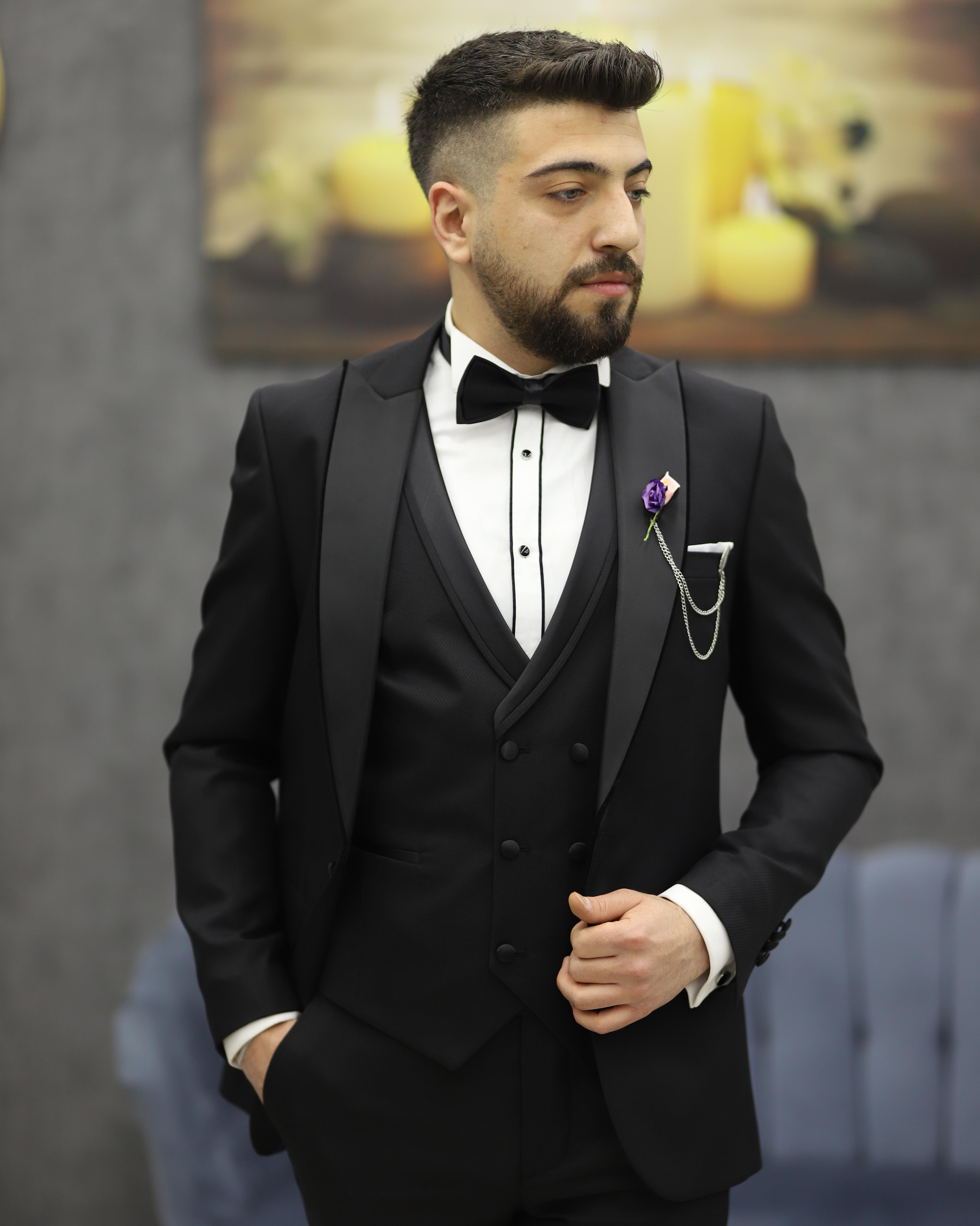 DORMEN 4290 KESİK YAKA SMOKİN SET(SİYAH)