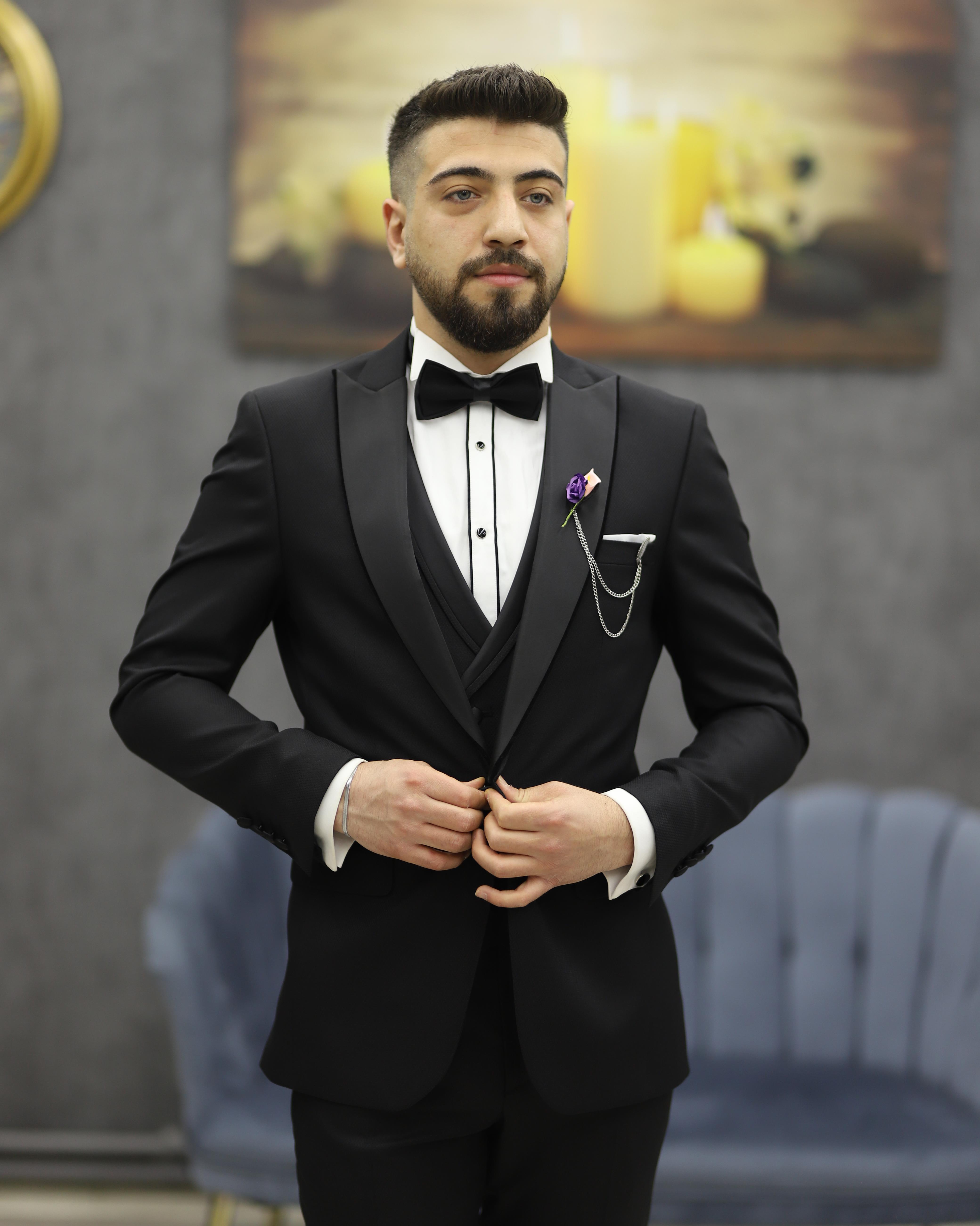 DORMEN 4290 KESİK YAKA SMOKİN SET(SİYAH)