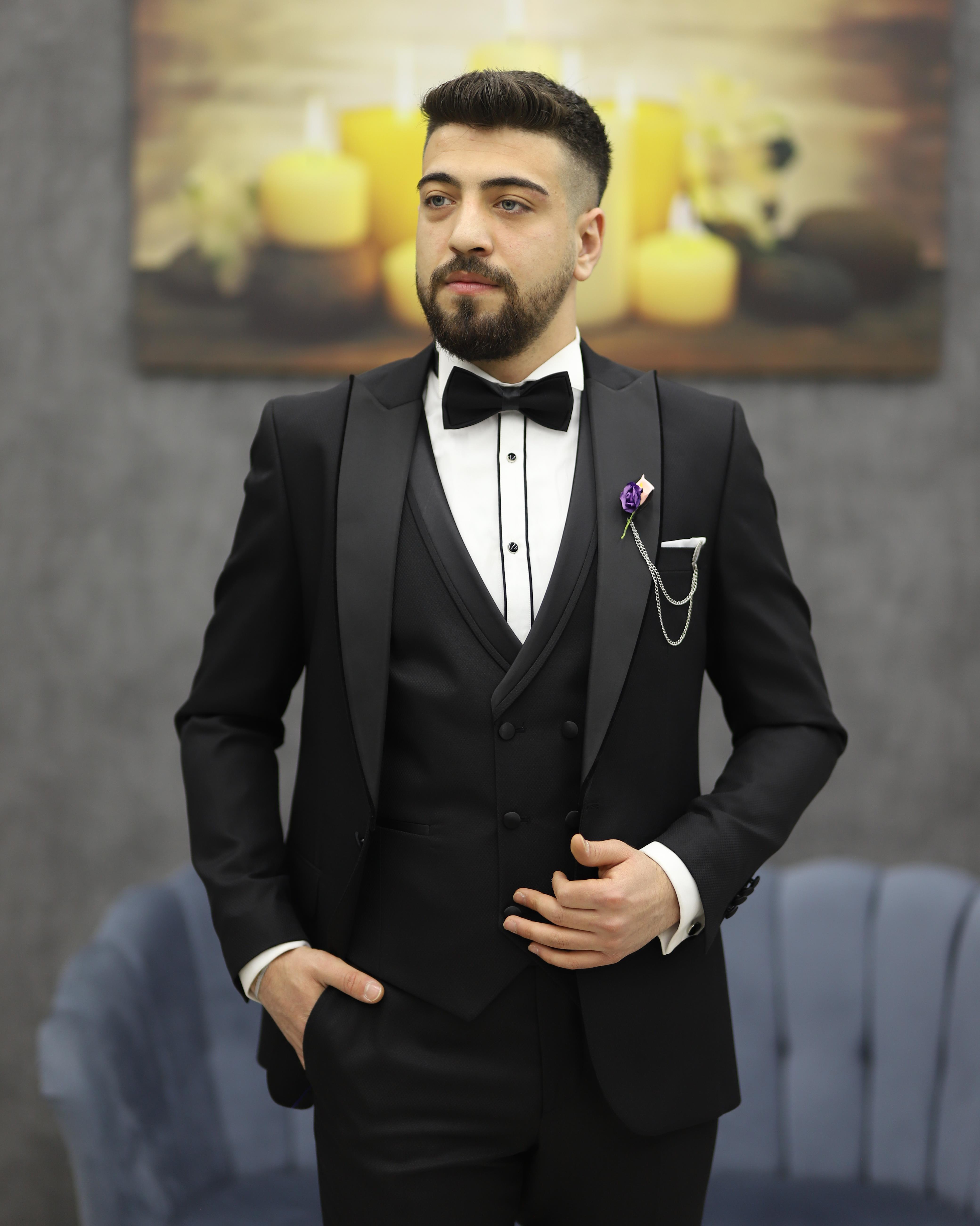 DORMEN 4290 KESİK YAKA SMOKİN SET(SİYAH)