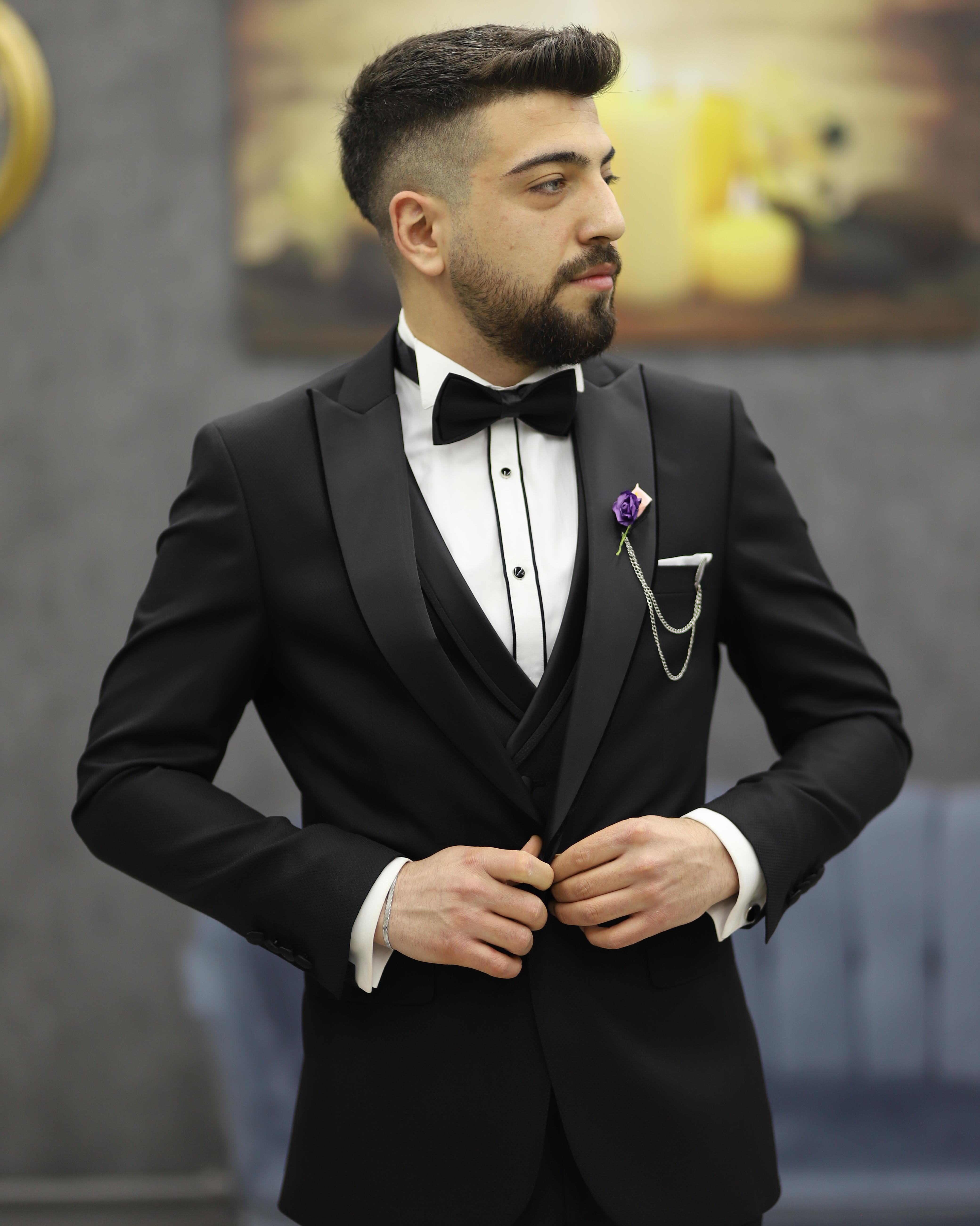 DORMEN 4290 KESİK YAKA SMOKİN SET(SİYAH)