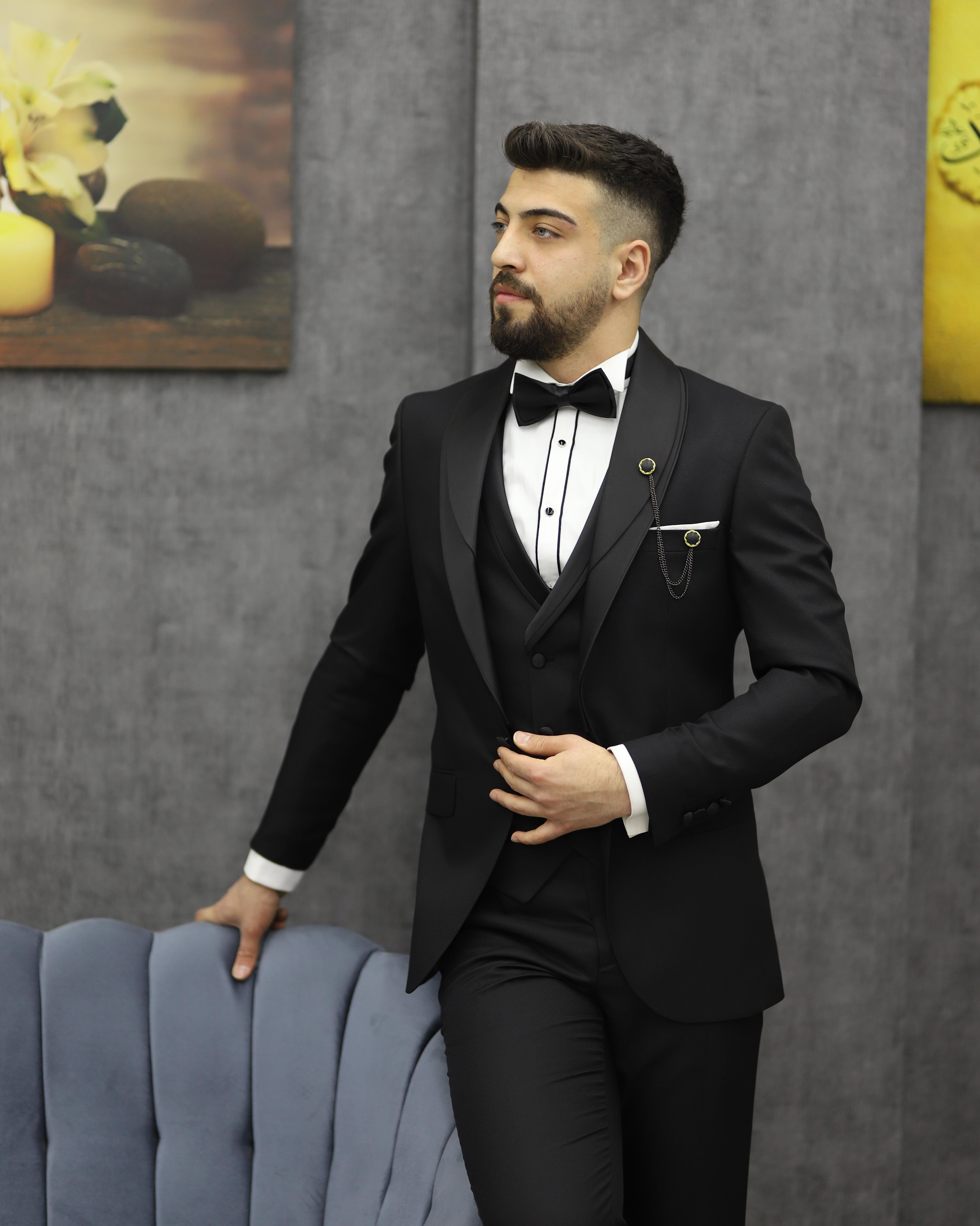 DORMEN 4290 ŞAL YAKA SMOKİN SET(SİYAH)