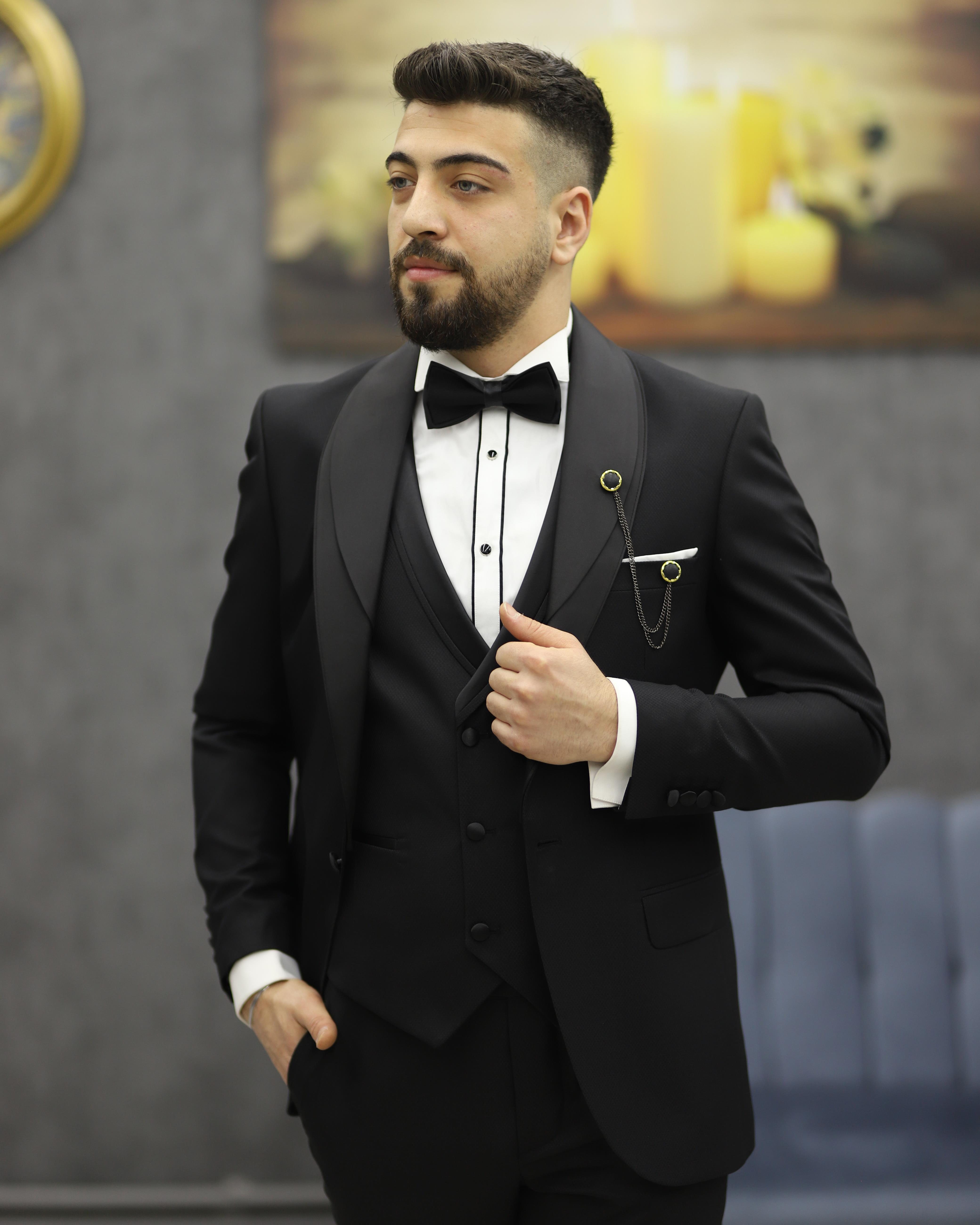 DORMEN 4290 ŞAL YAKA SMOKİN SET(SİYAH)