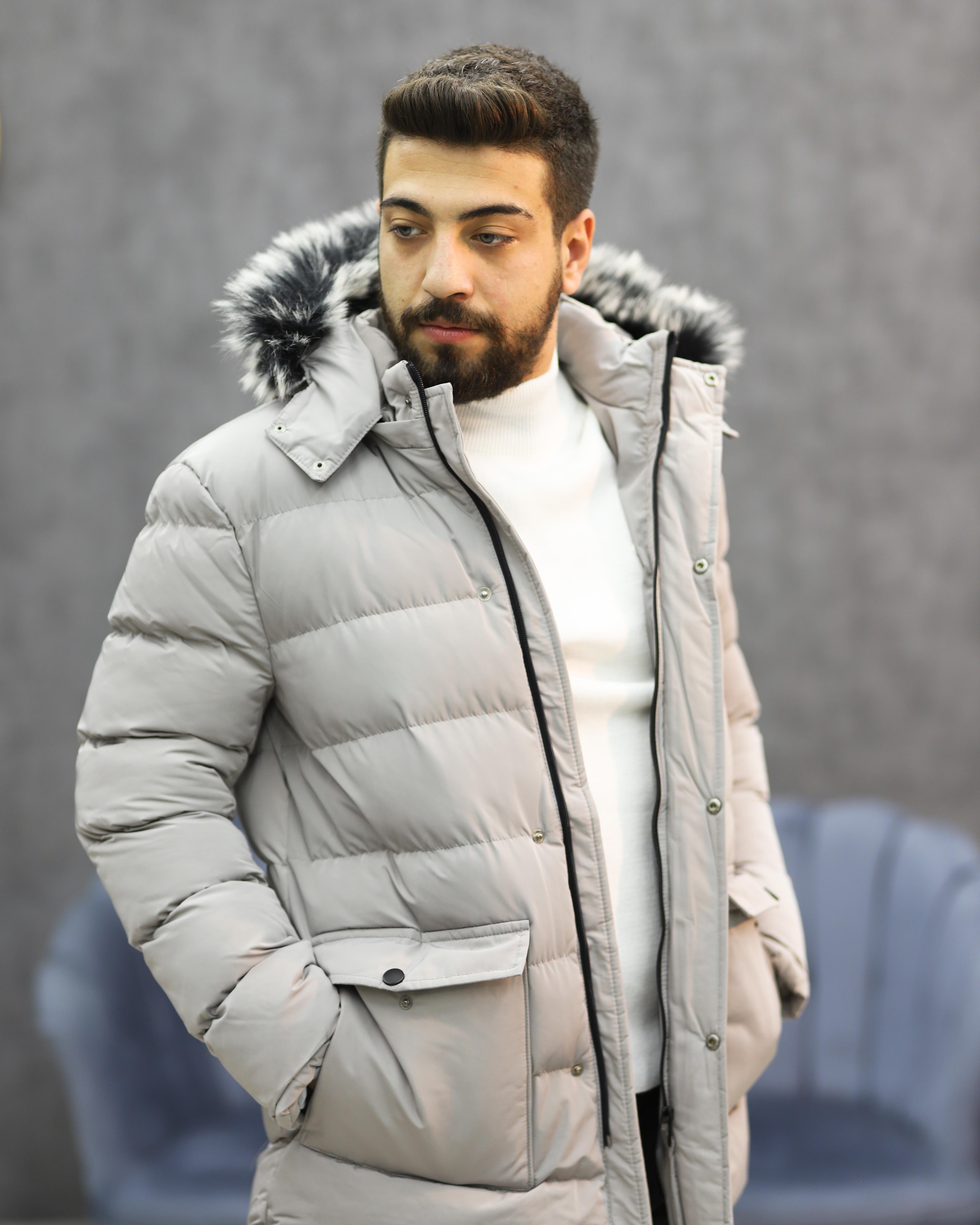 EXCELENTE 5111 KAPŞONLU KÜRKLÜ ŞİŞME KABAN(A.GRİ)