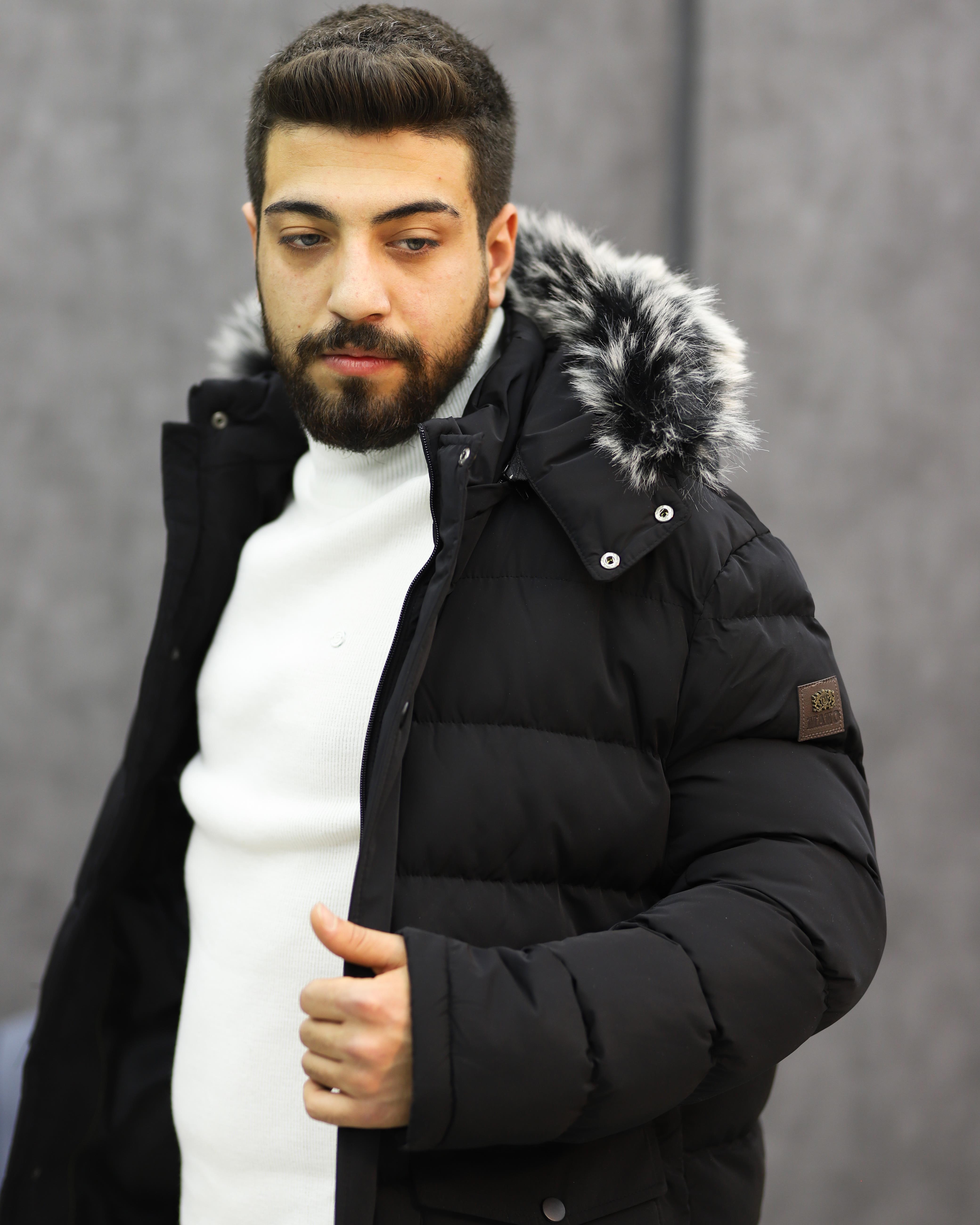 EXCELENTE 5111 KAPŞONLU KÜRKLÜ ŞİŞME KABAN(SİYAH)