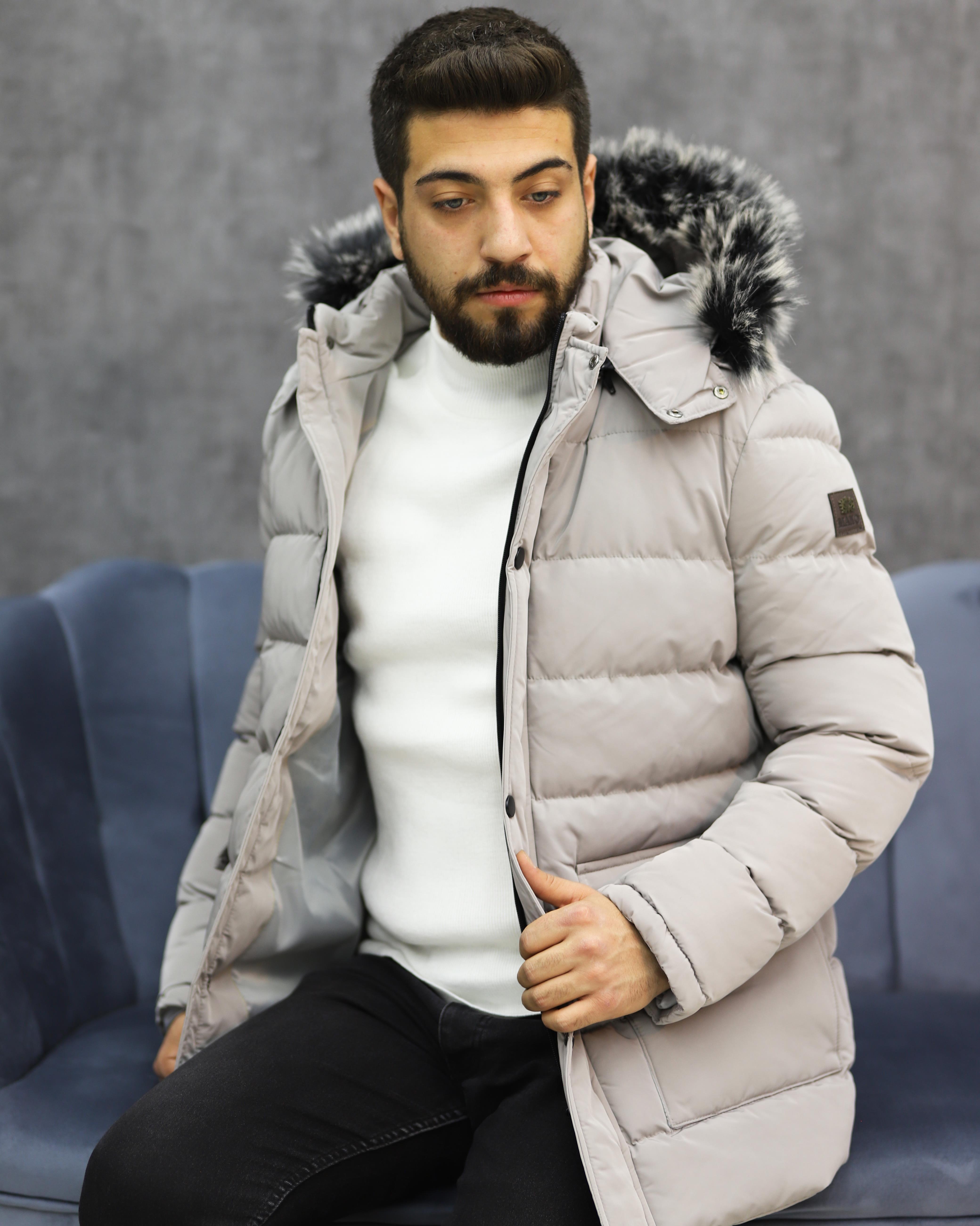 EXCELENTE 5111 KAPŞONLU KÜRKLÜ ŞİŞME KABAN(A.GRİ)