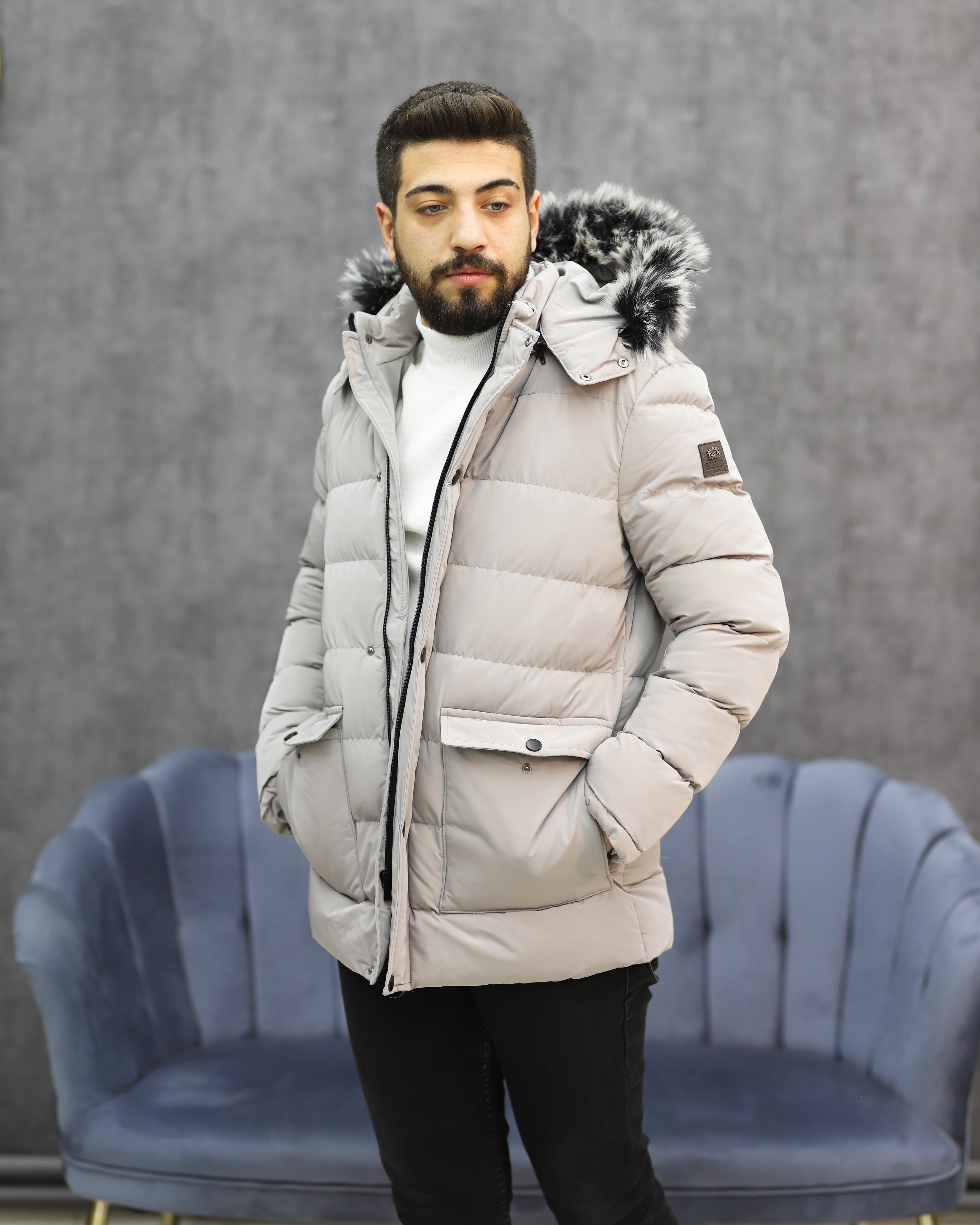 EXCELENTE 5111 KAPŞONLU KÜRKLÜ ŞİŞME KABAN(A.GRİ)