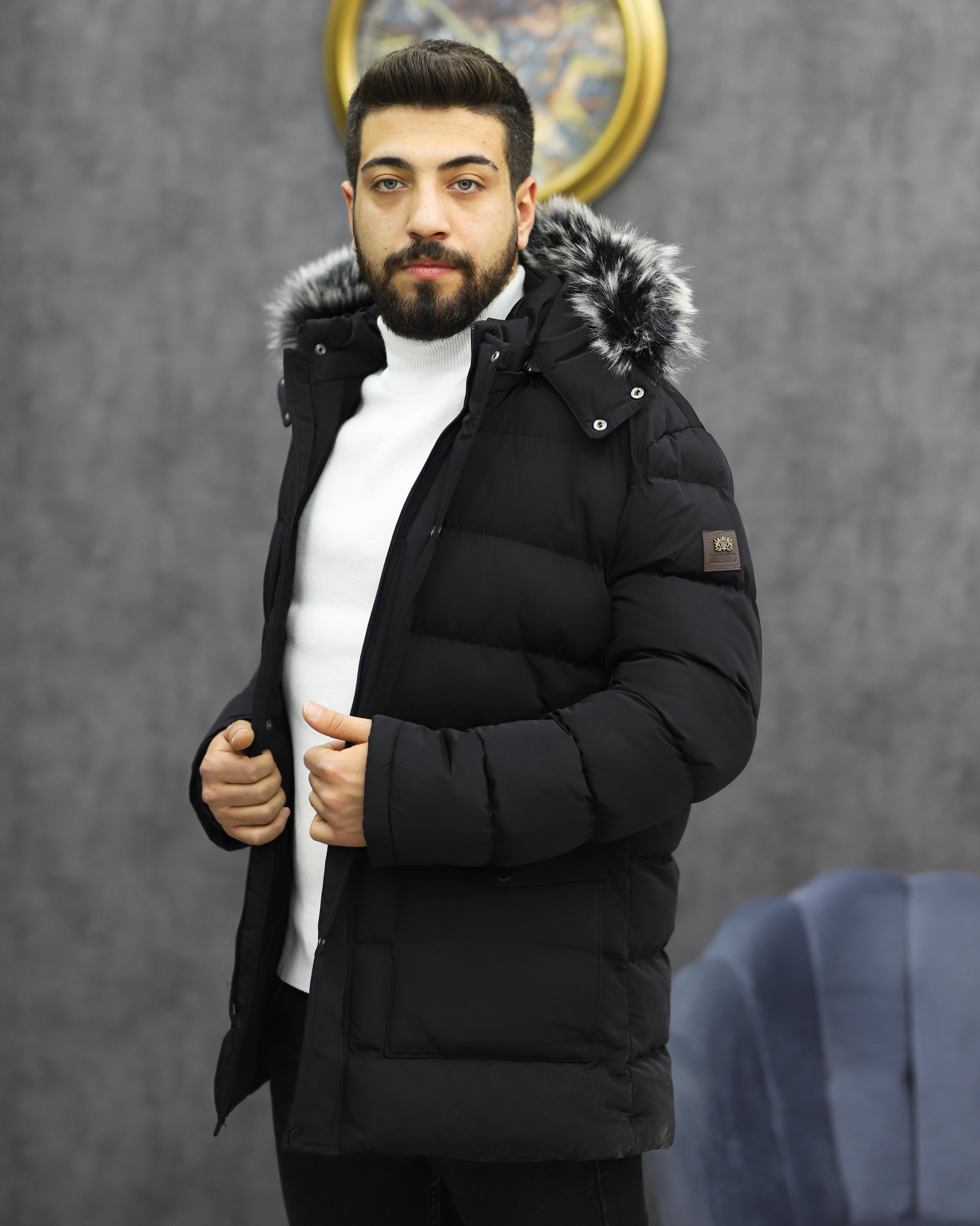 EXCELENTE 5111 KAPŞONLU KÜRKLÜ ŞİŞME KABAN(SİYAH)