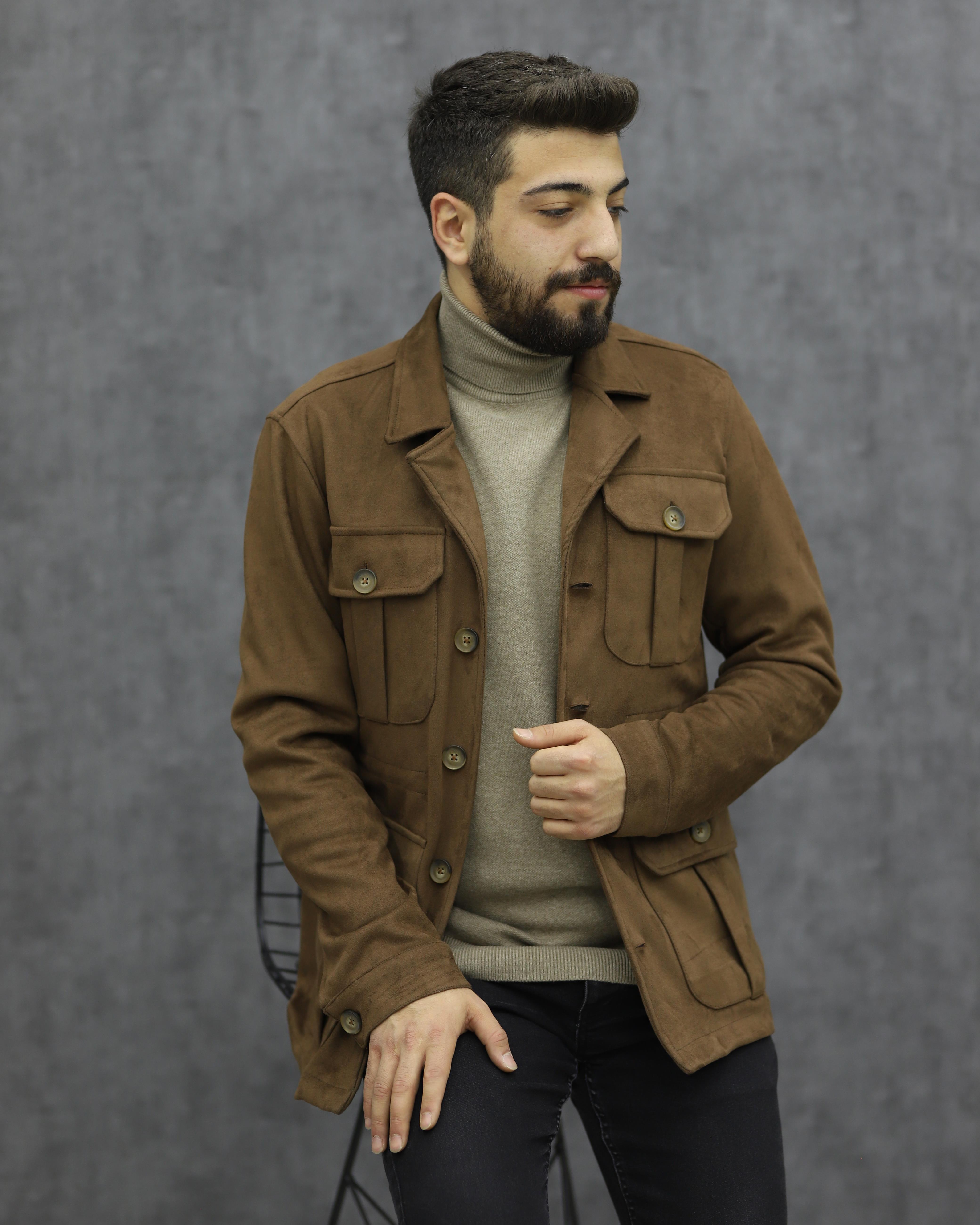 LOOK MAN 8198 SÜET SAFARİ CEKET(KAHVE)