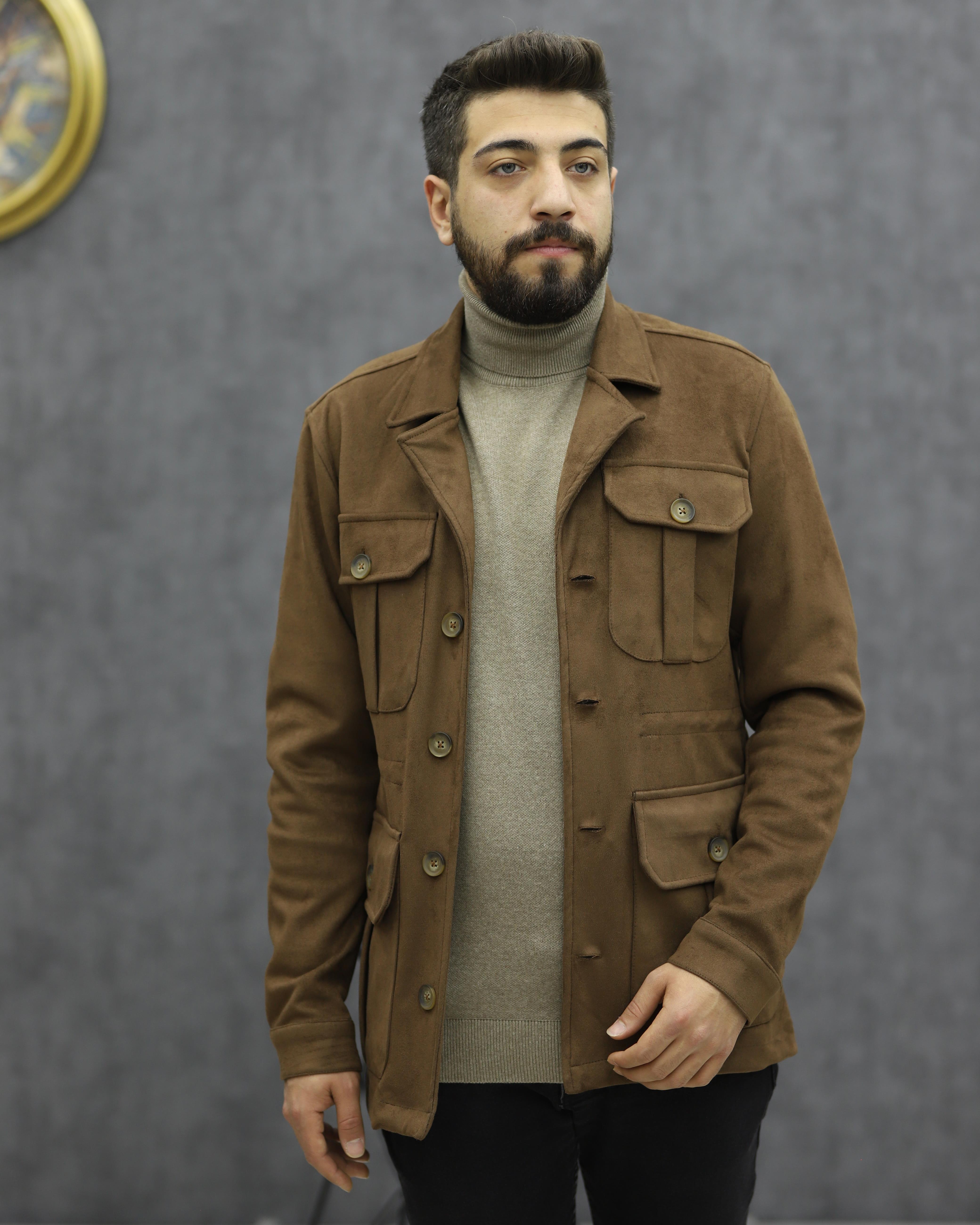 LOOK MAN 8198 SÜET SAFARİ CEKET(KAHVE)
