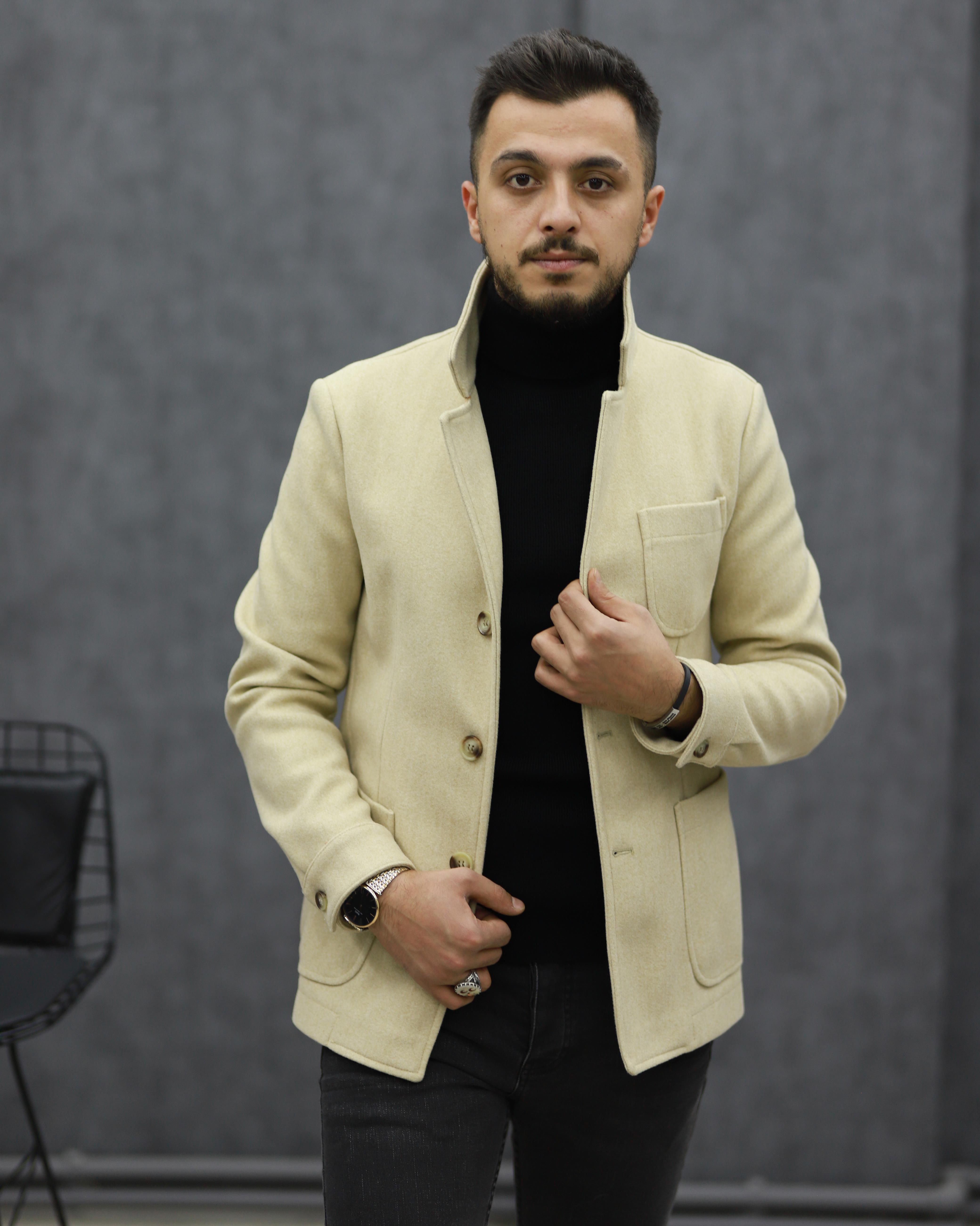 RAVMEN 6198 TORBA CEP KAŞE SPOR CEKET(KREM)