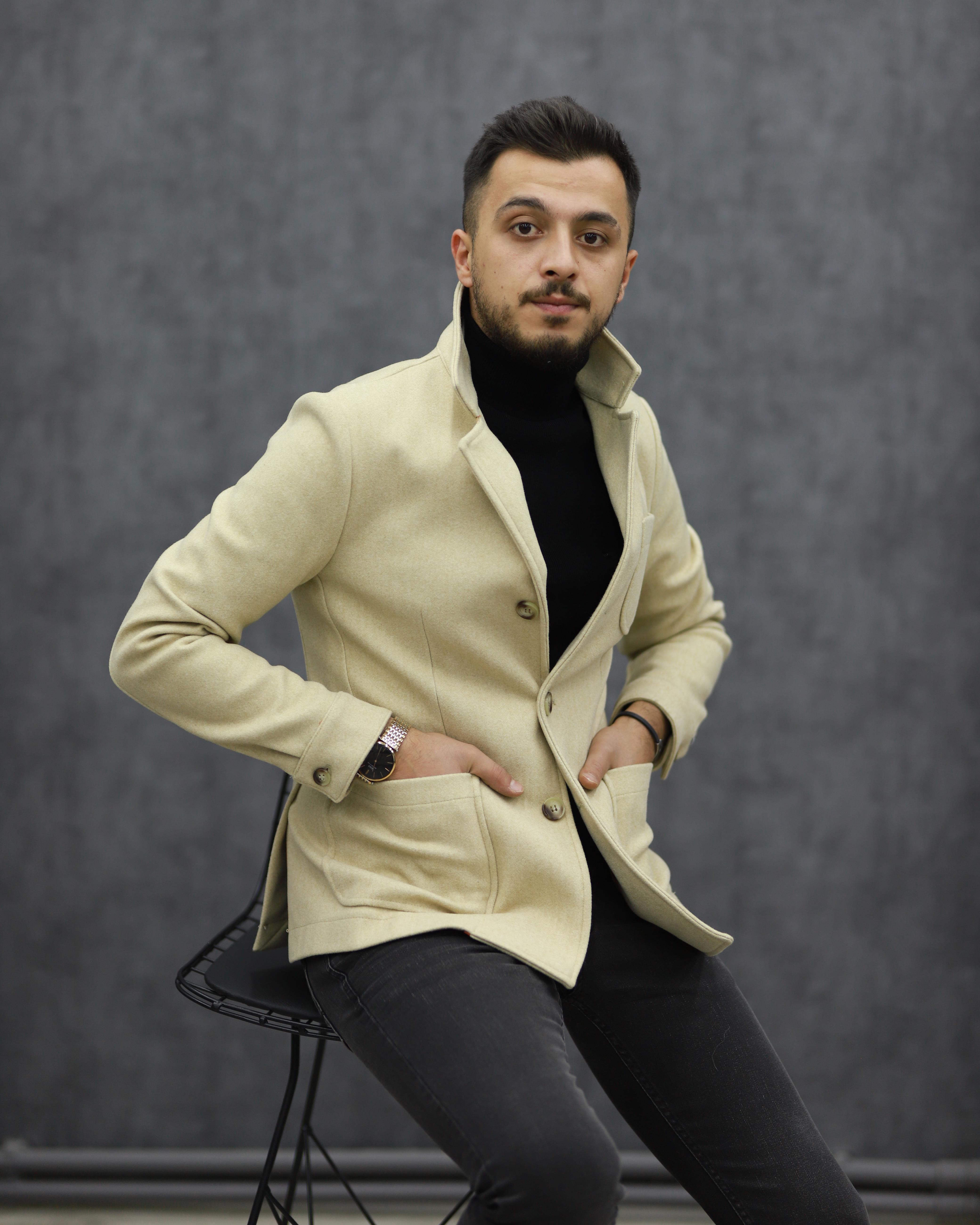 RAVMEN 6198 TORBA CEP KAŞE SPOR CEKET(KREM)