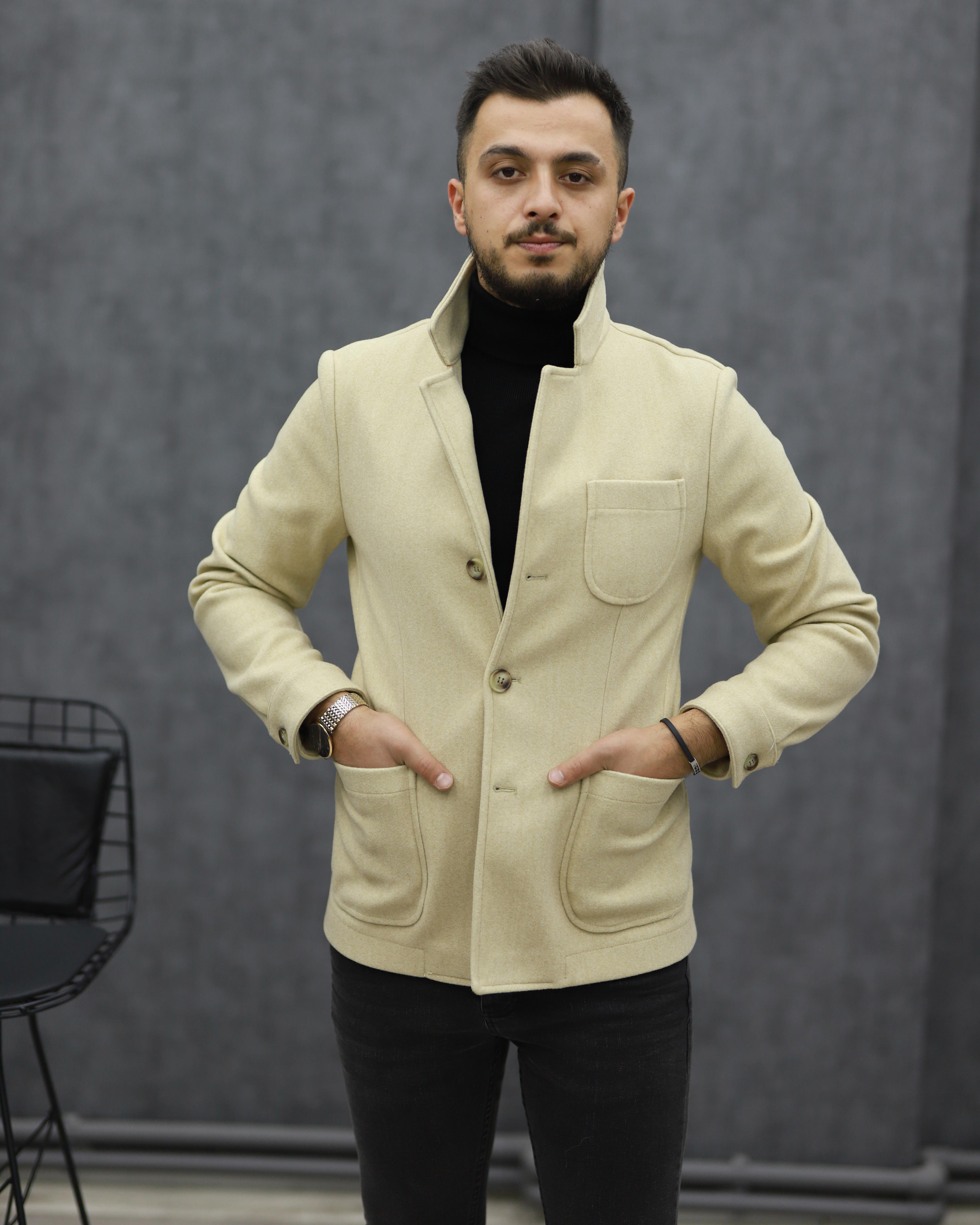 RAVMEN 6198 TORBA CEP KAŞE SPOR CEKET(KREM)