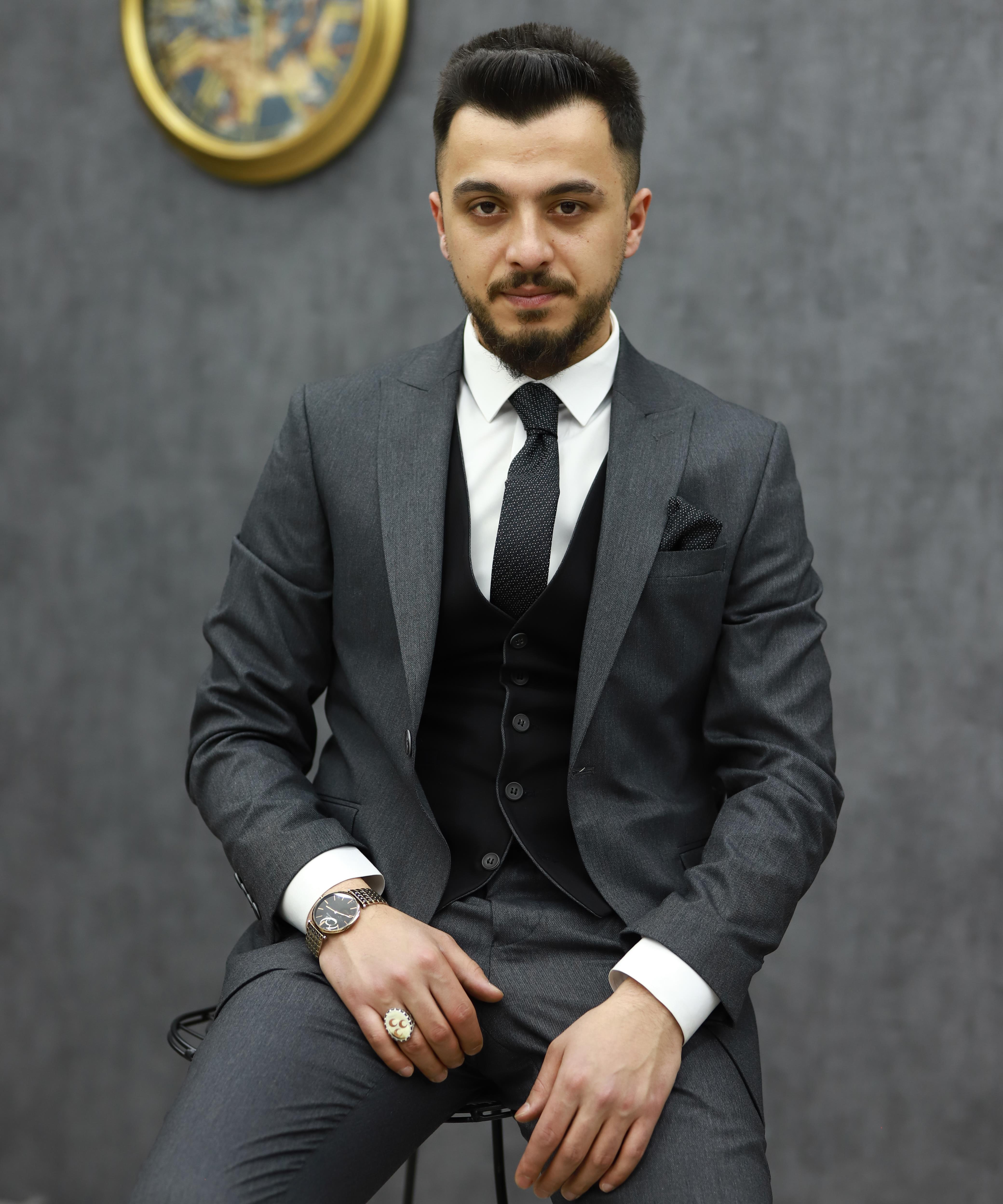 SAVARA 10664 SLİMFİT YELEKLİ TAKIM ELBİSE(FÜME)
