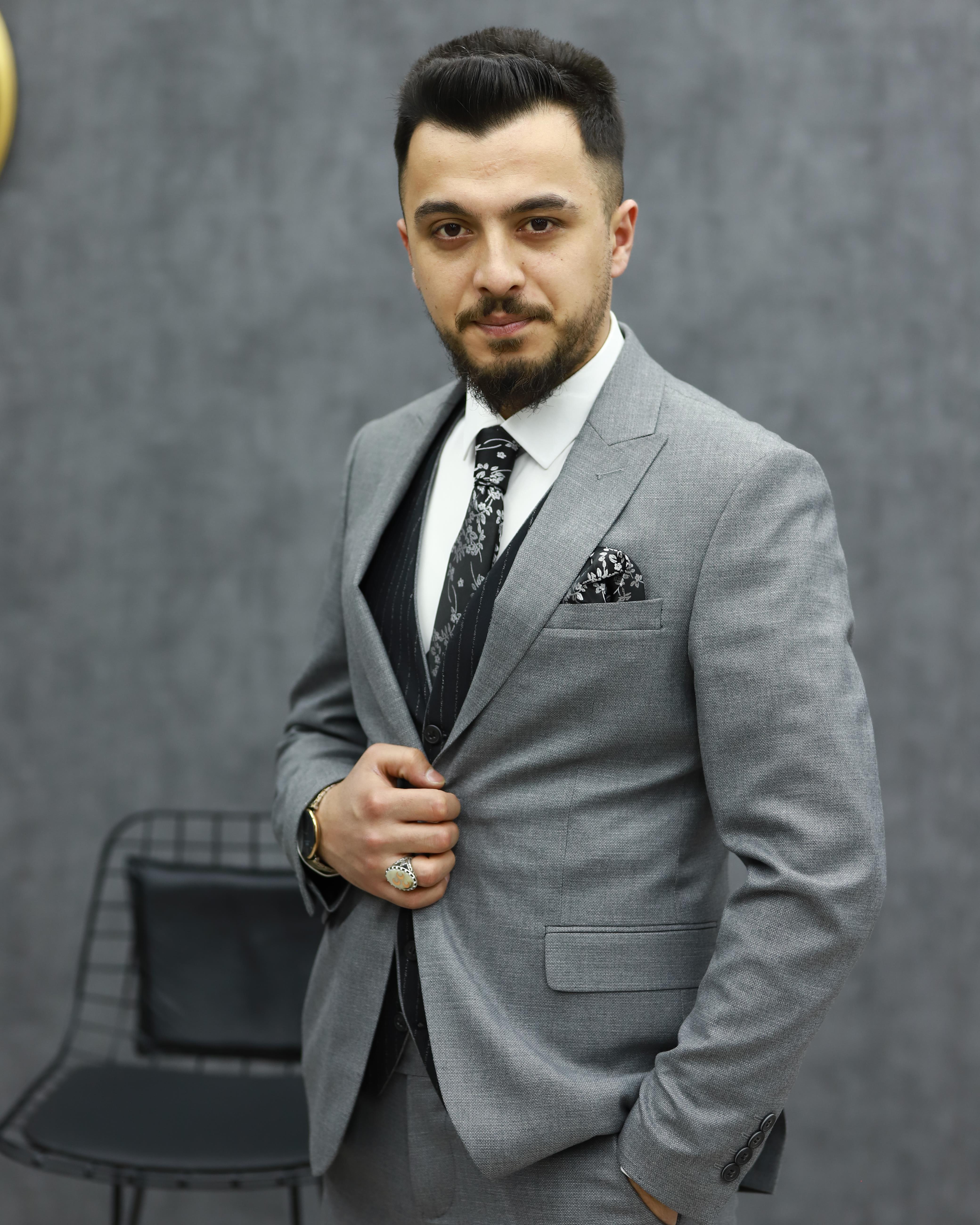 SAVARA 11521 SLİMFİT YELEKLİ TAKIM ELBİSE(GRİ)
