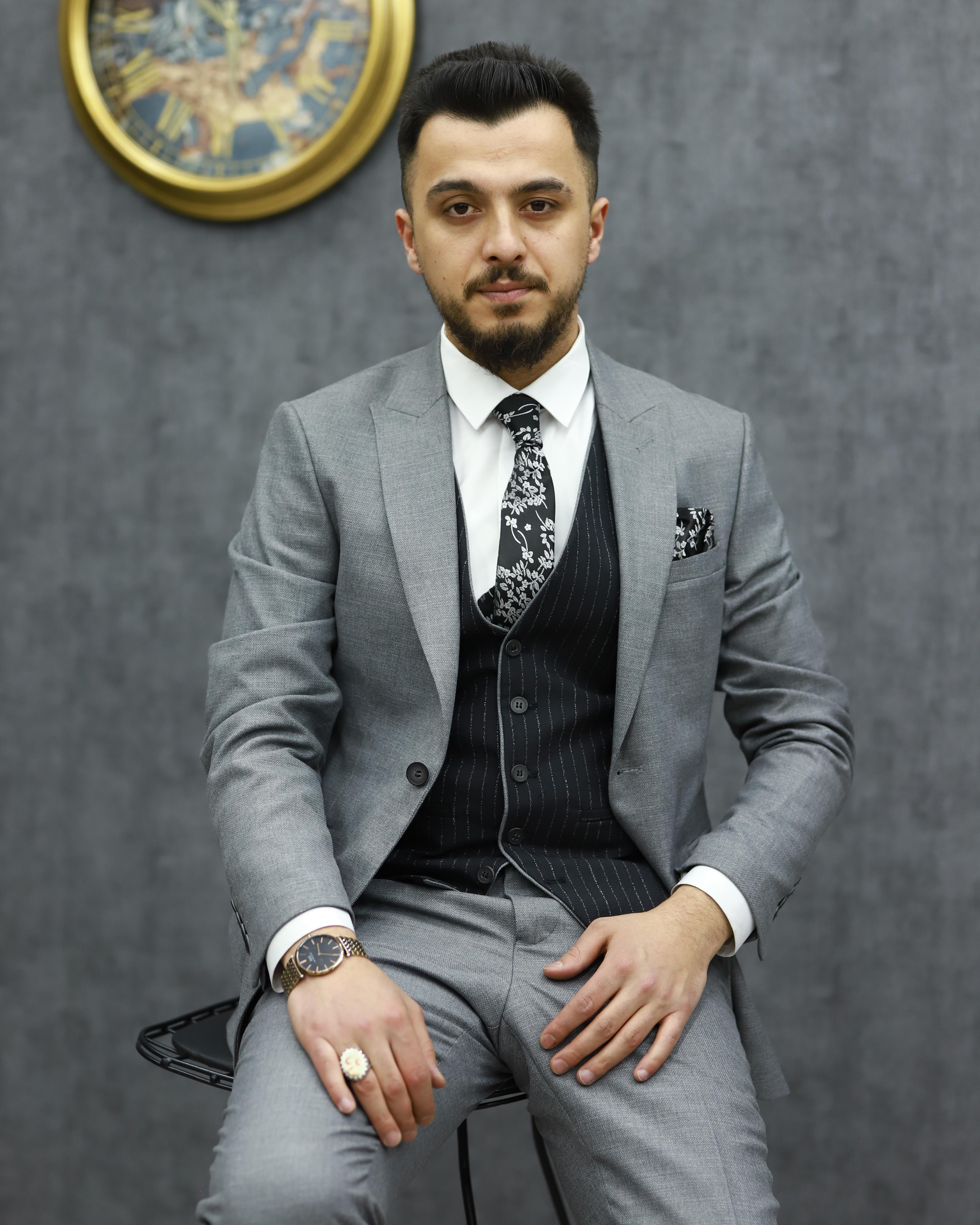 SAVARA 11521 SLİMFİT YELEKLİ TAKIM ELBİSE(GRİ)