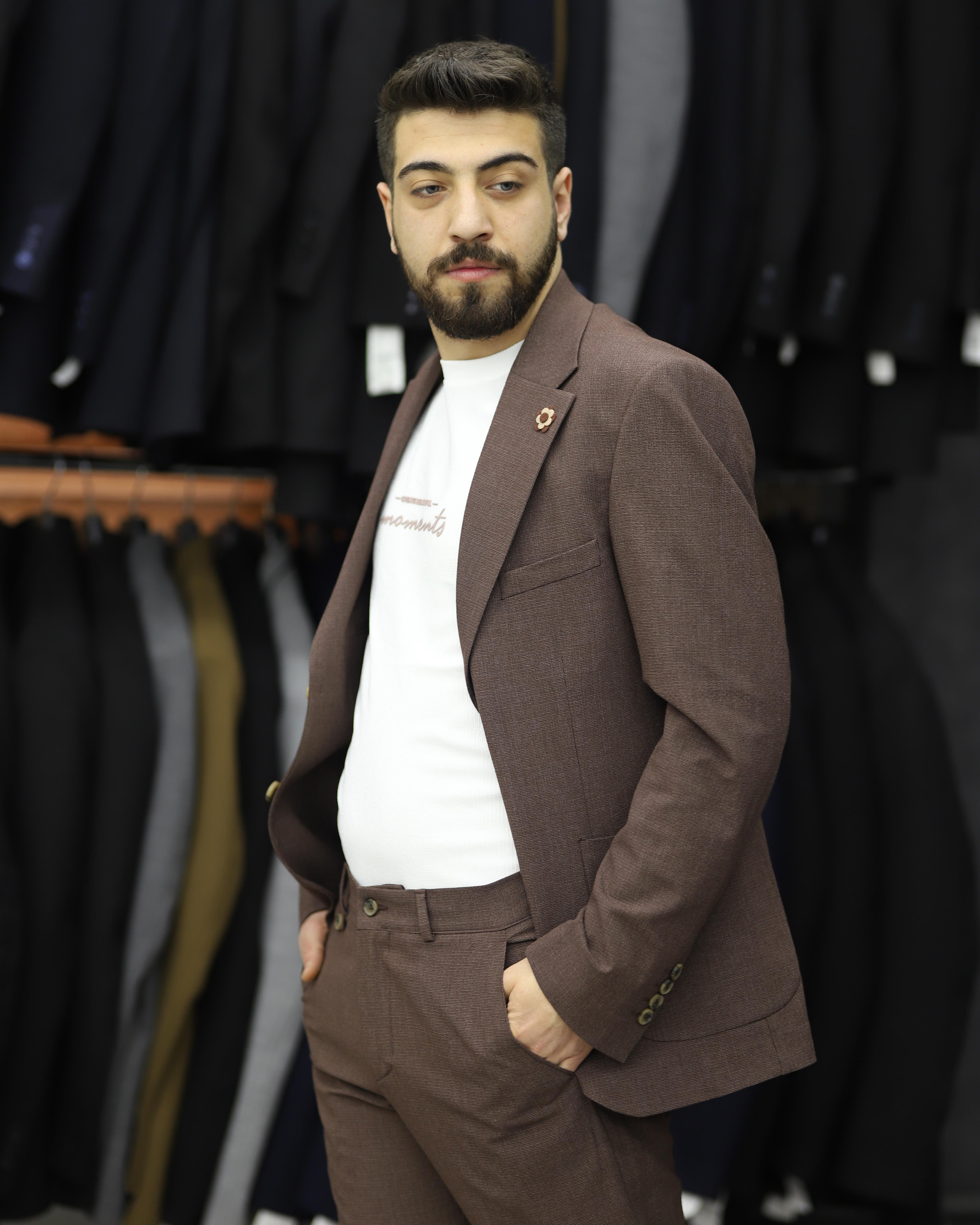 SUIT SARTORIA 2594 SLİMFİT GOFRELİ TORBA CEPLİ TAKIM ELBİSE(KIREMIT)