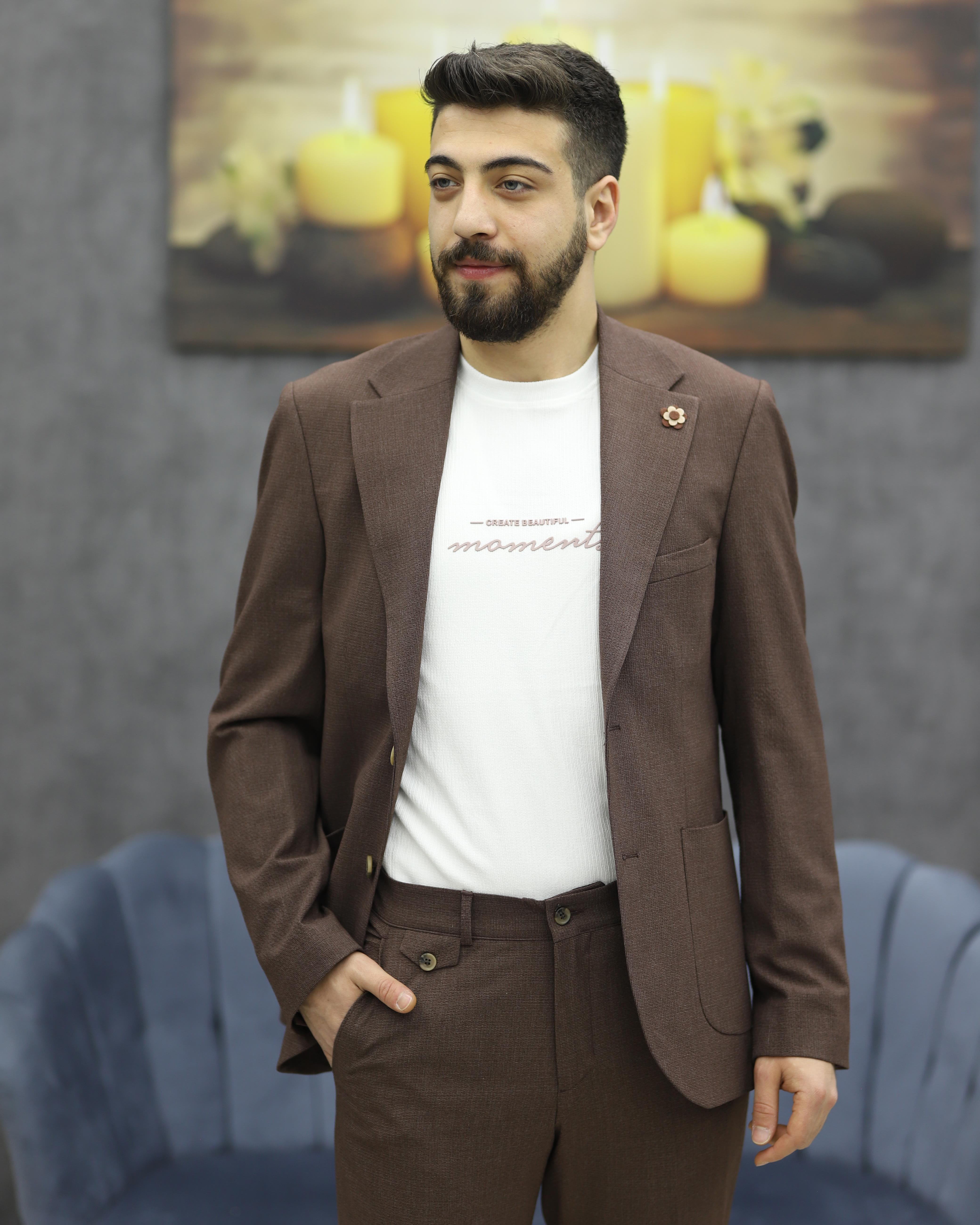 SUIT SARTORIA 2594 SLİMFİT GOFRELİ TORBA CEPLİ TAKIM ELBİSE(KIREMIT)