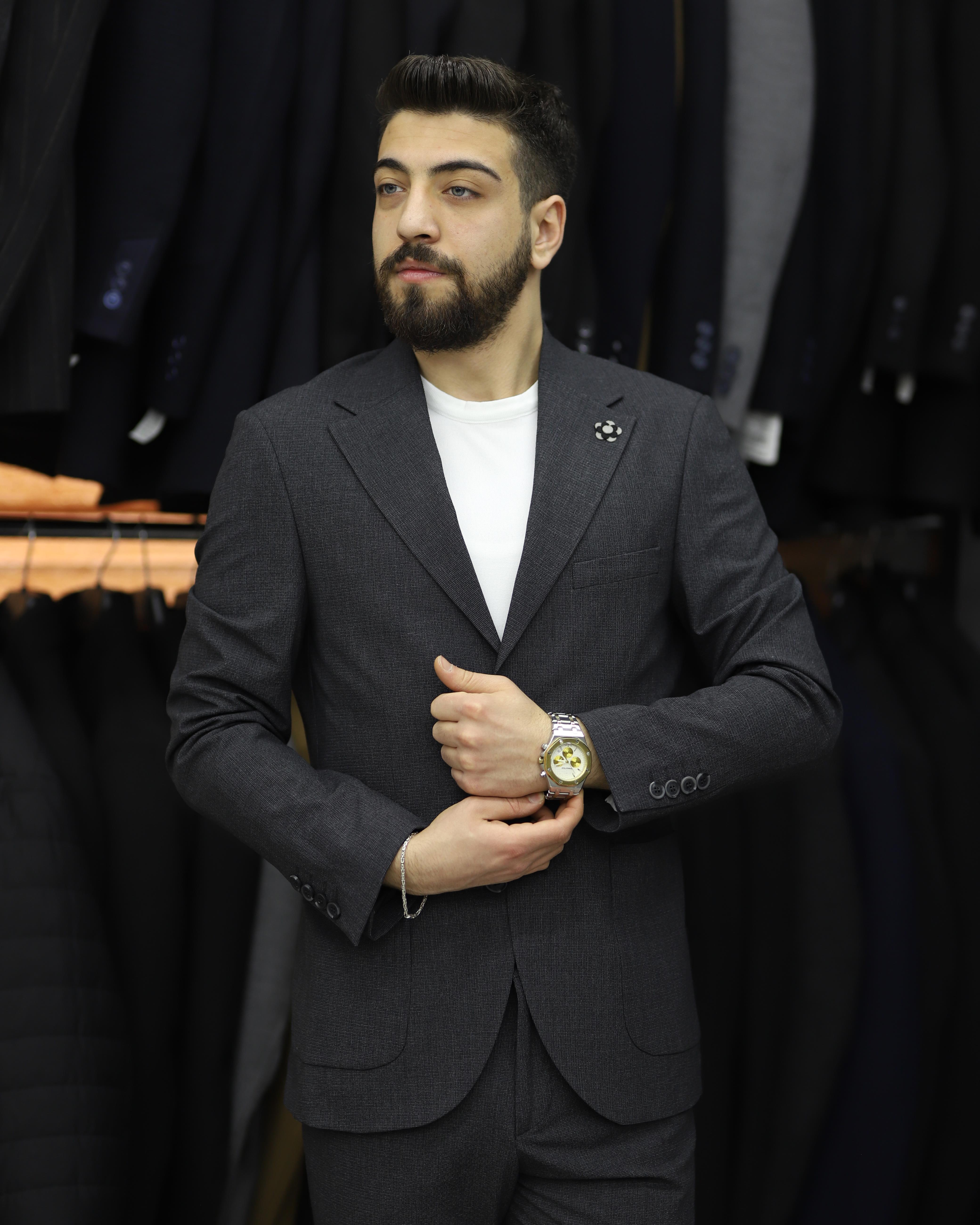 SUIT SARTORIA 2594 SLİMFİT GOFRELİ TORBA CEPLİ TAKIM ELBİSE(FÜME)
