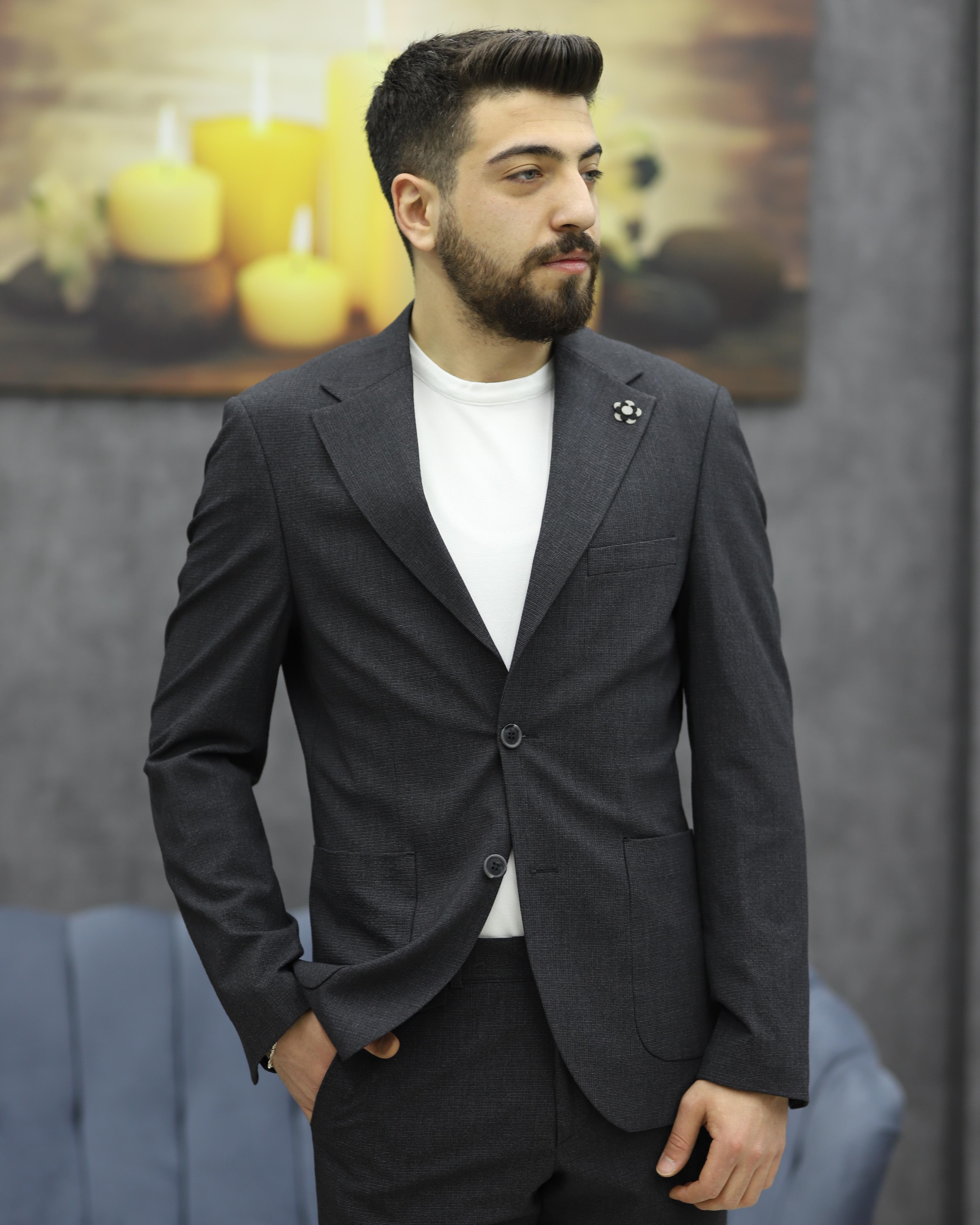 SUIT SARTORIA 2594 SLİMFİT GOFRELİ TORBA CEPLİ TAKIM ELBİSE(FÜME)