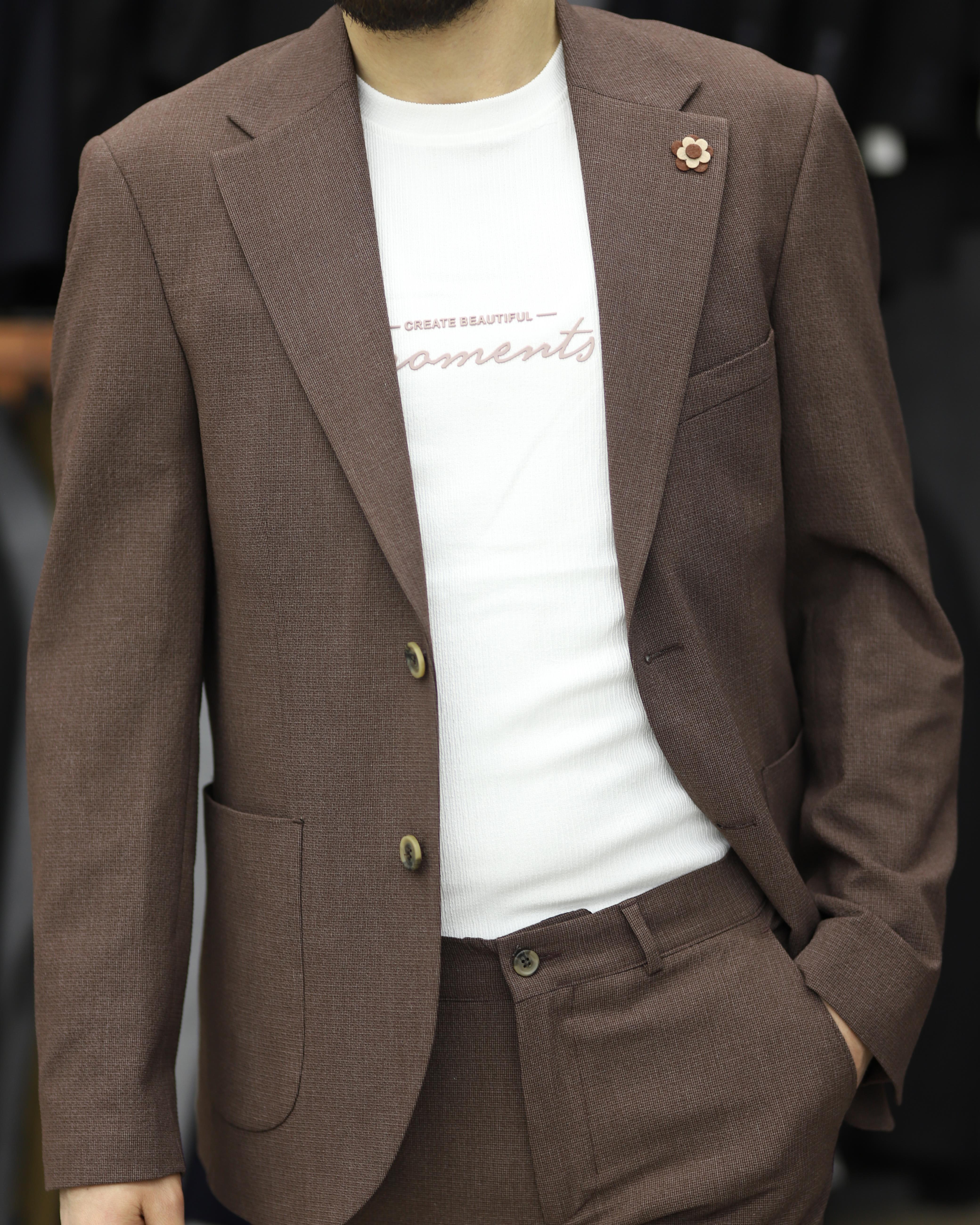SUIT SARTORIA 2594 SLİMFİT GOFRELİ TORBA CEPLİ TAKIM ELBİSE(KIREMIT)