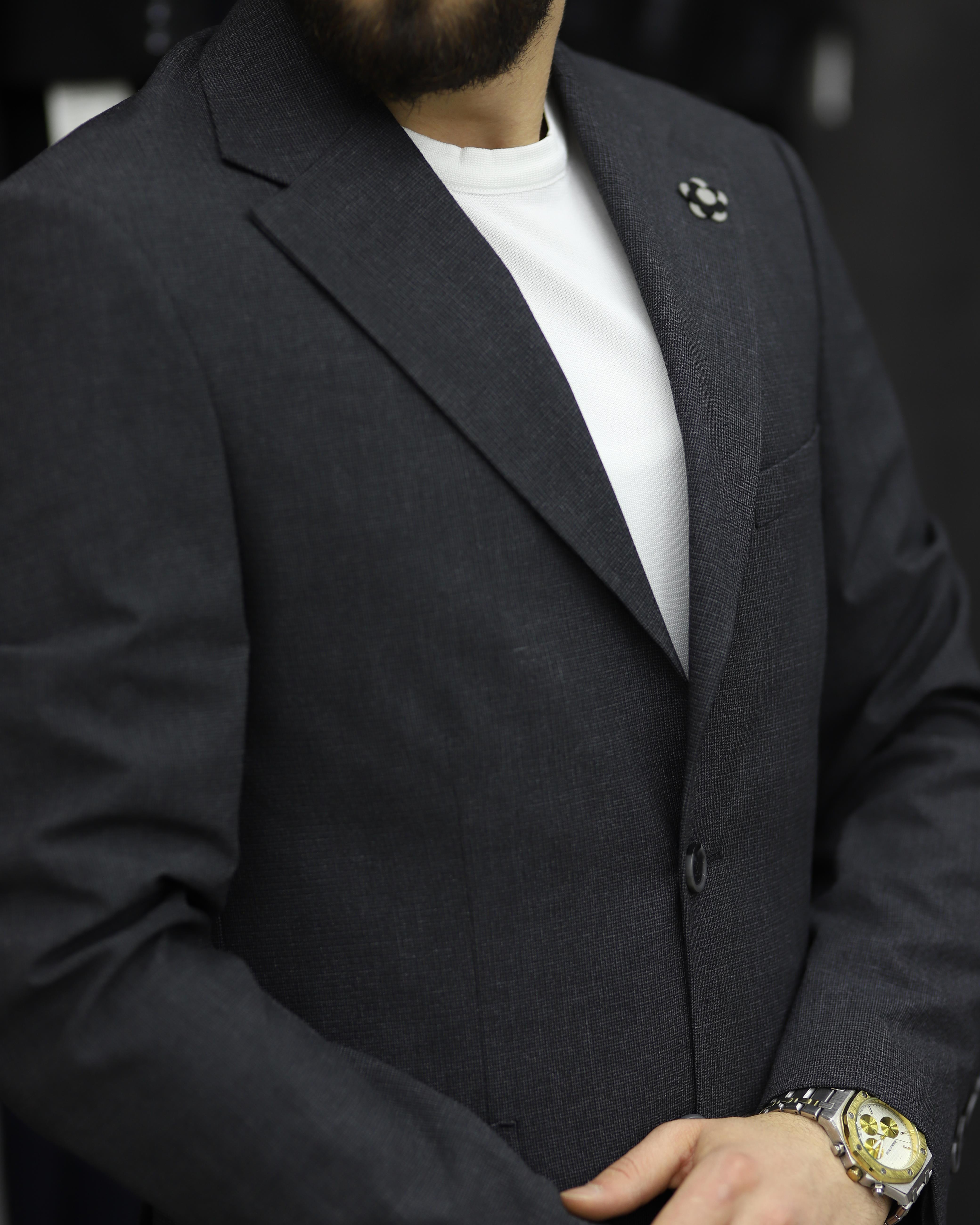 SUIT SARTORIA 2594 SLİMFİT GOFRELİ TORBA CEPLİ TAKIM ELBİSE(FÜME)