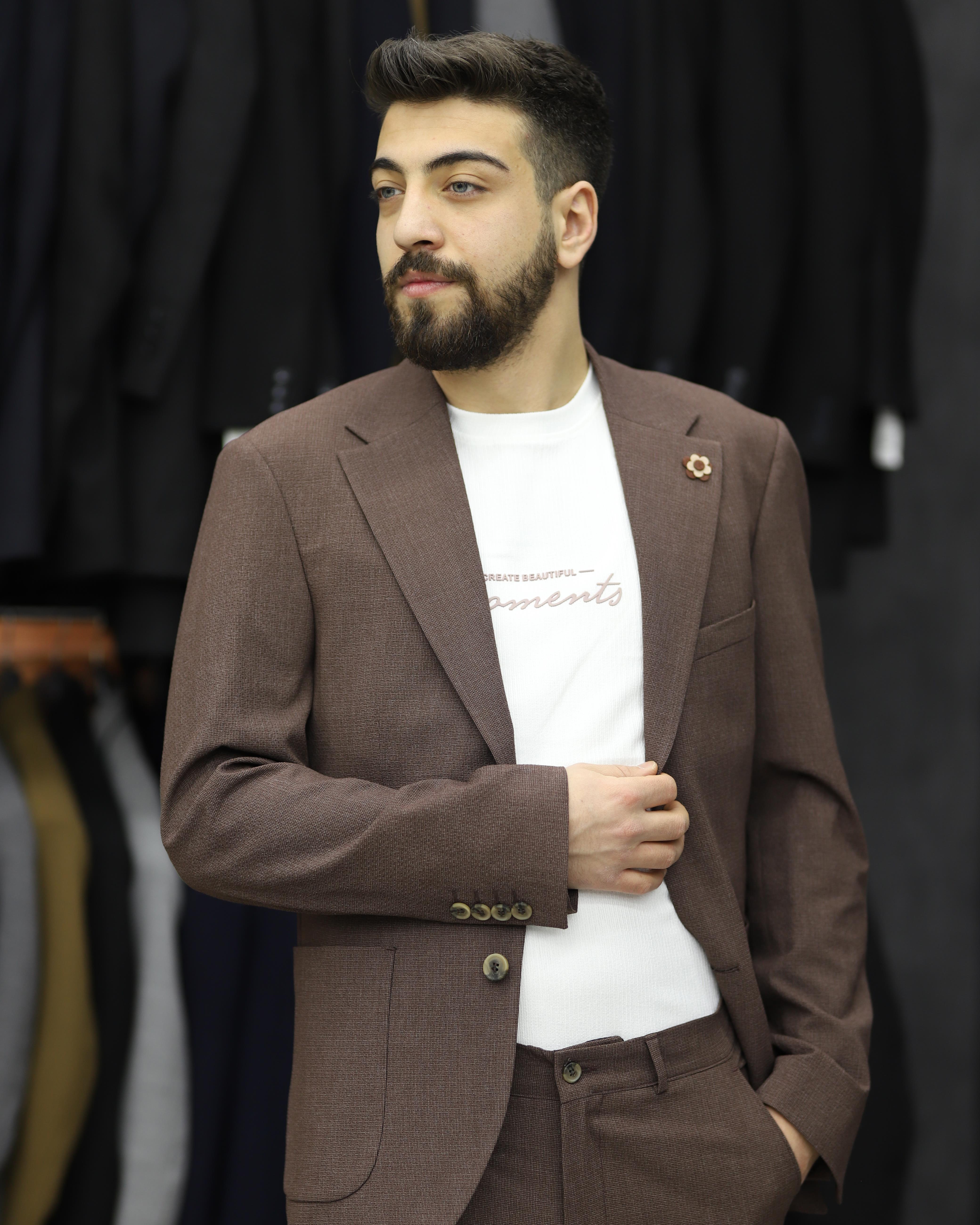SUIT SARTORIA 2594 SLİMFİT GOFRELİ TORBA CEPLİ TAKIM ELBİSE(KIREMIT)