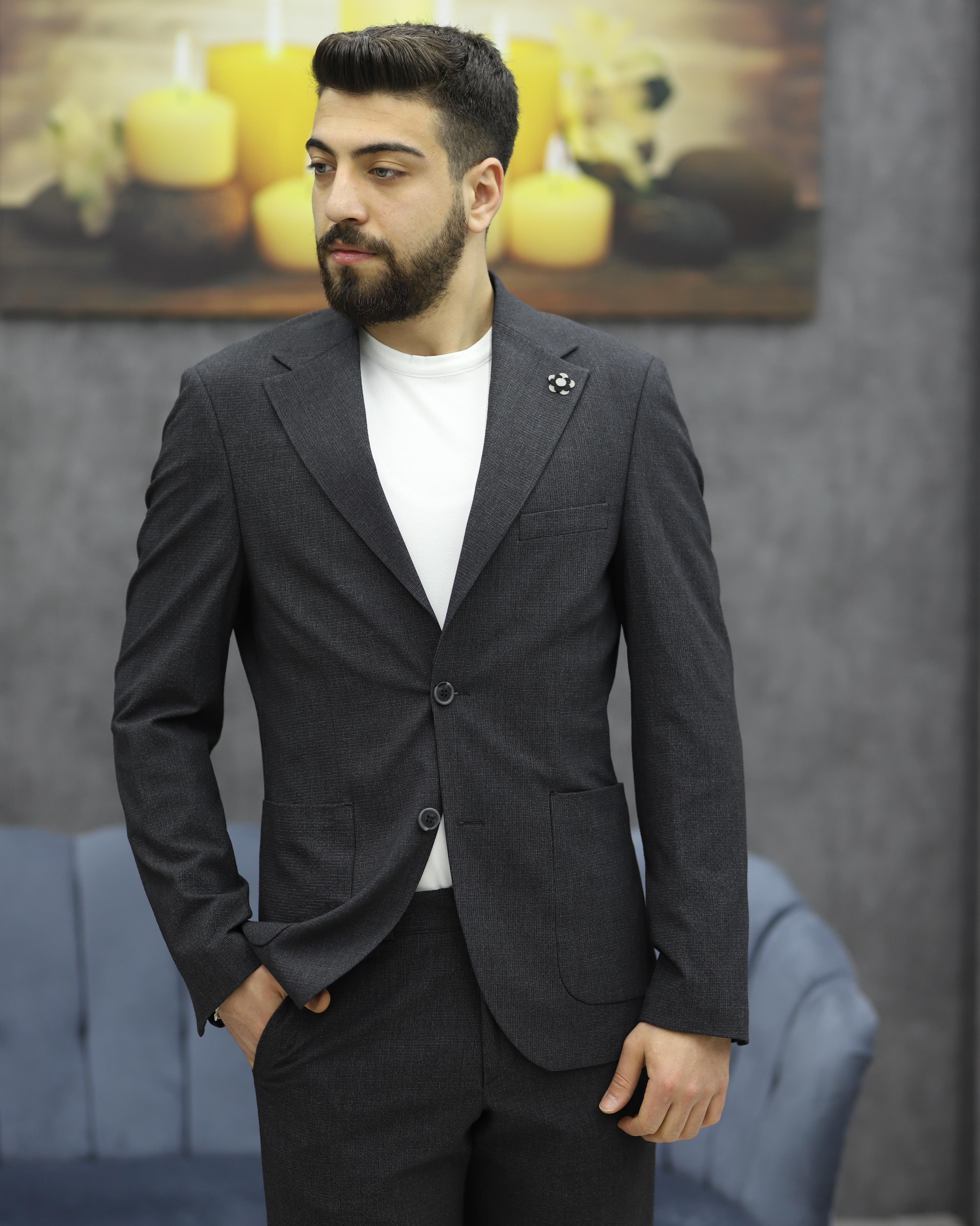 SUIT SARTORIA 2594 SLİMFİT GOFRELİ TORBA CEPLİ TAKIM ELBİSE(FÜME)