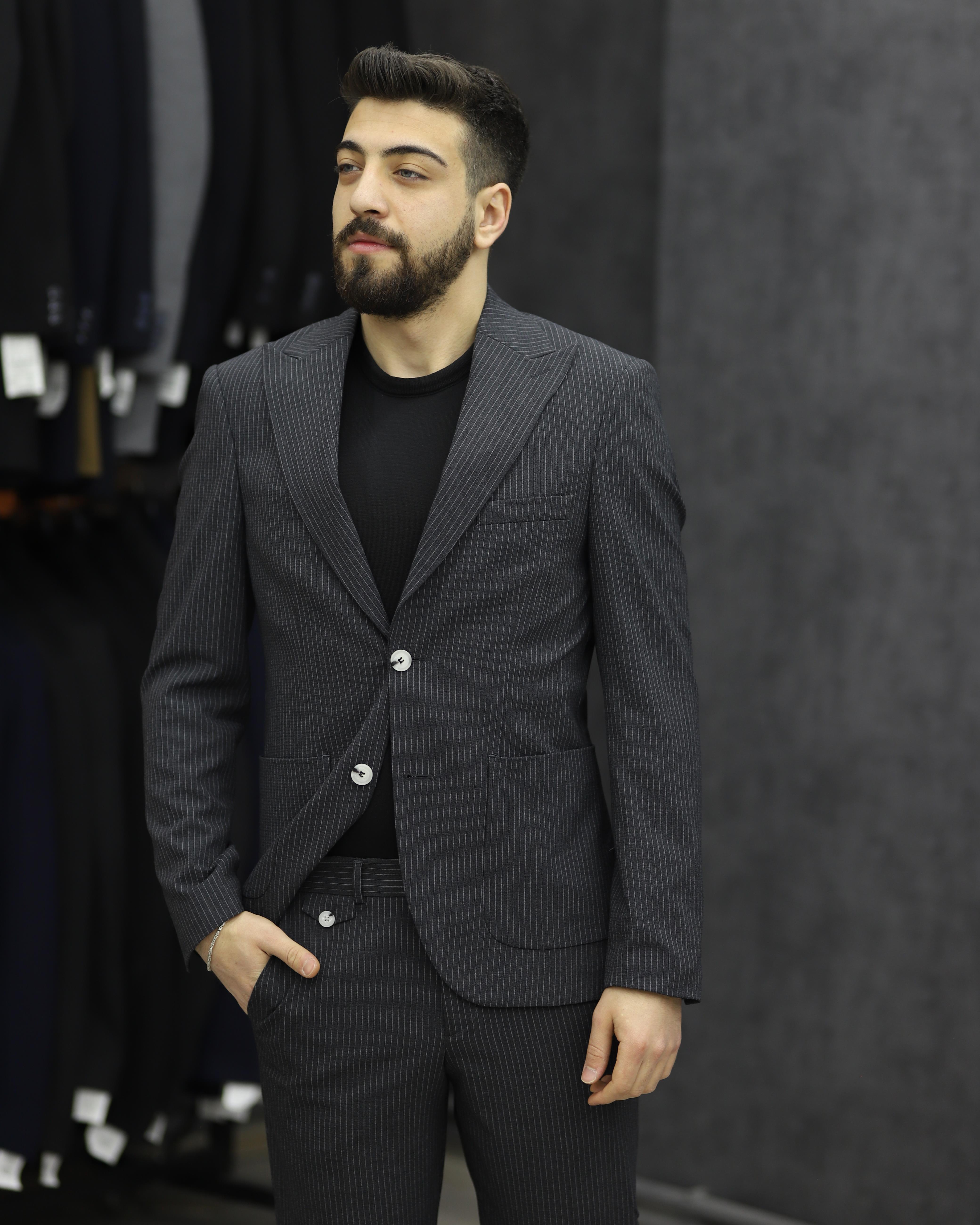 SUIT SARTORIA 2608 SLİMFİT GOFRELİ TORBA CEPLİ SPOR TAKIM ELBİSE(FÜME)