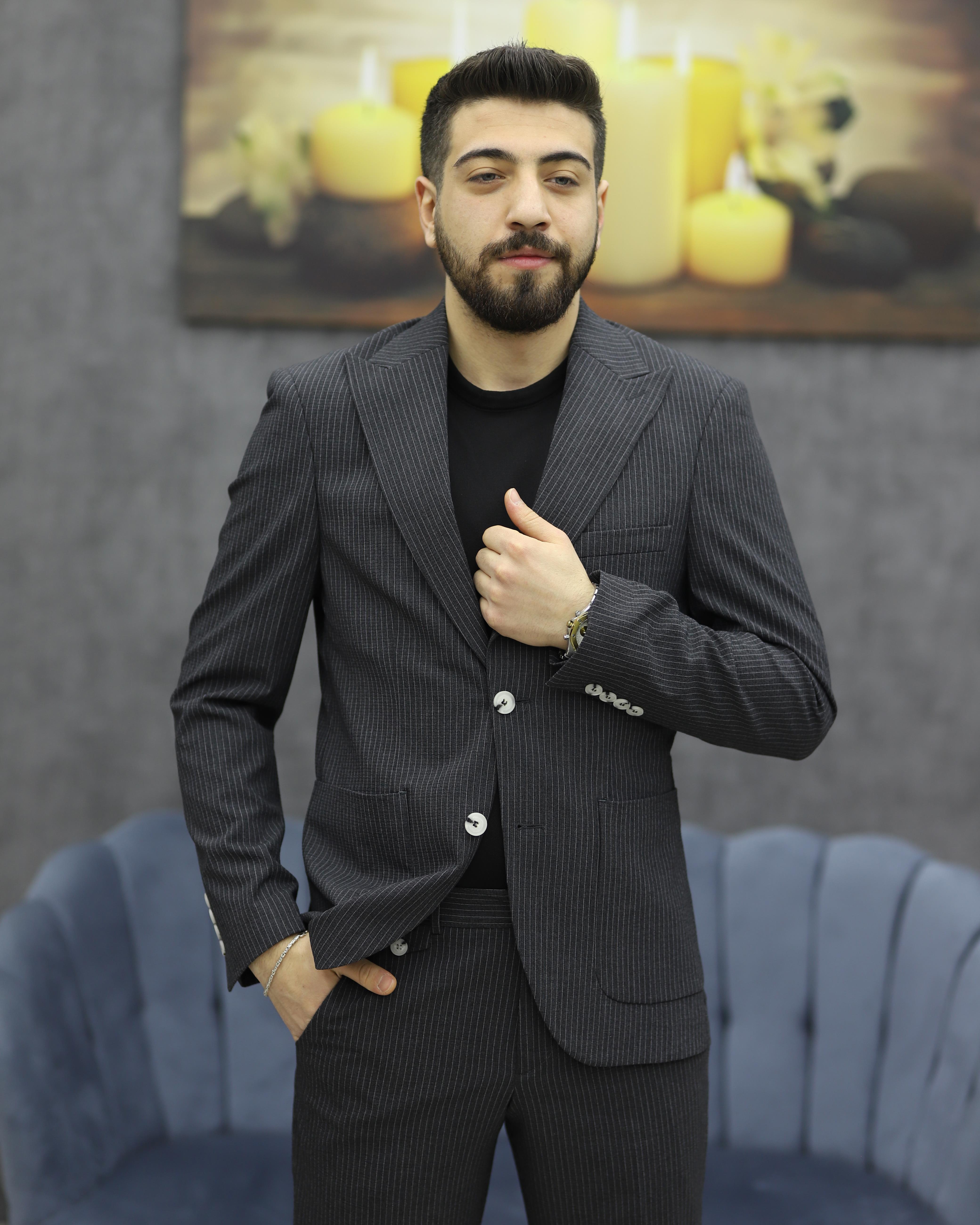 SUIT SARTORIA 2608 SLİMFİT GOFRELİ TORBA CEPLİ SPOR TAKIM ELBİSE(FÜME)