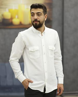 ASSENTE 891 SLİMFİT GOFRELİ U.KOL SPOR GÖMLEK(BEYAZ)