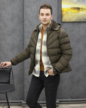 BİGAZZİ 99491 KAPŞONLU ŞİŞME MONT(KAHVE)