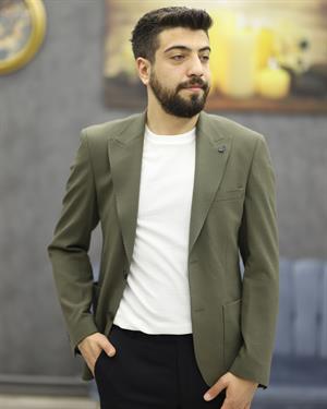 CARUTTE 26 SLİMFİT TORBA CEPLİ GOFRELİ TEK CEKET(HAKİ)