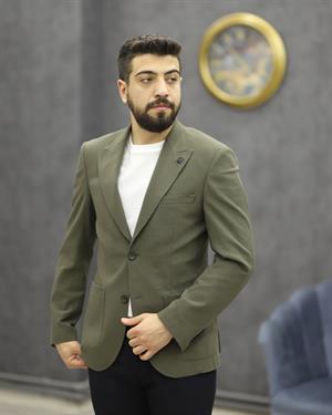 CARUTTE 26 SLİMFİT TORBA CEPLİ GOFRELİ TEK CEKET(HAKİ)