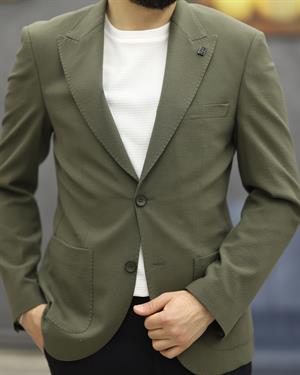 CARUTTE 26 SLİMFİT TORBA CEPLİ GOFRELİ TEK CEKET(HAKİ)