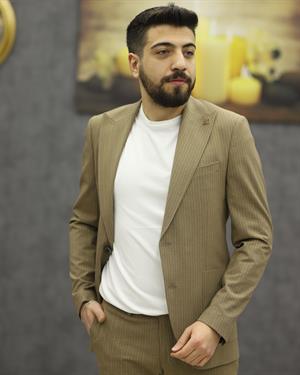 CARUTTE 60 SLİMFİT GOFRELİ TAKIM ELBİSE(A.KAHVE)