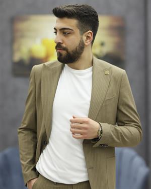 CARUTTE 60 SLİMFİT GOFRELİ TAKIM ELBİSE(A.KAHVE)