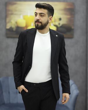 CARUTTE 60 SLİMFİT GOFRELİ TAKIM ELBİSE(SİYAH)