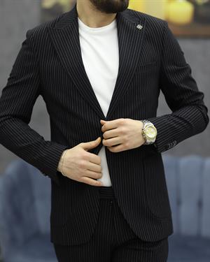 CARUTTE 60 SLİMFİT GOFRELİ TAKIM ELBİSE(SİYAH)