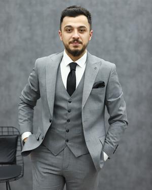 CEMDEN 2309-06 SLİMFİT YELEKLİ TAKIM ELBİSE(GRİ)