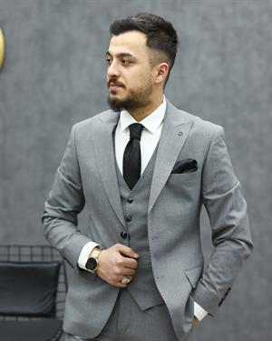 CEMDEN 2309-06 SLİMFİT YELEKLİ TAKIM ELBİSE(GRİ)