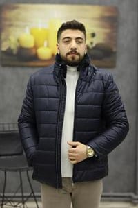 COSTUMEN 3794 YAKA KÜRKLÜ ŞİŞME KABAN(LACİVERT)