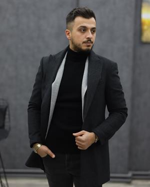 COSTUMEN 4004 CEKET YAKA KAŞE KABAN(K.GRİ)
